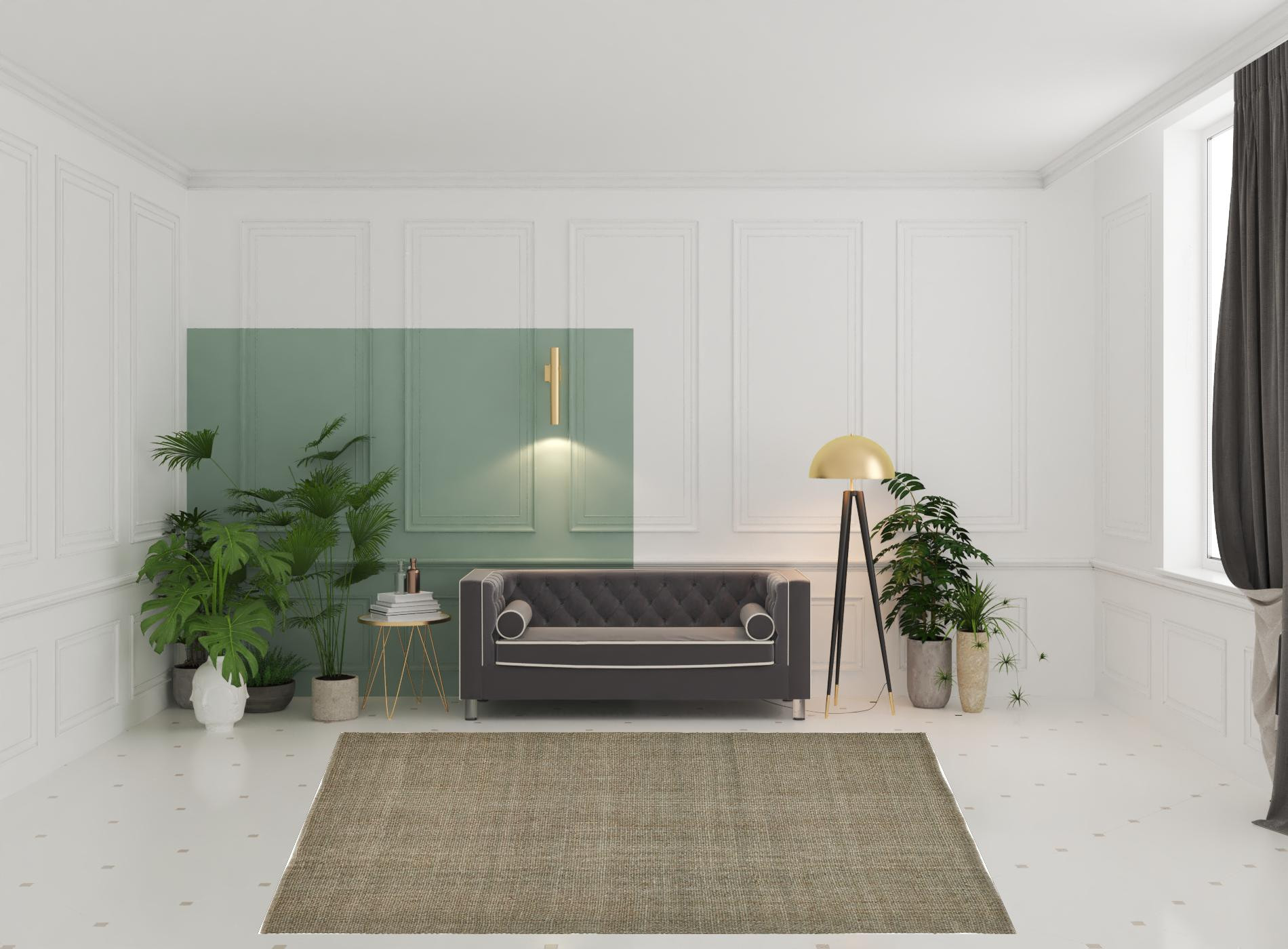 8" X 10" Green And Tan Hand Woven Area Rug