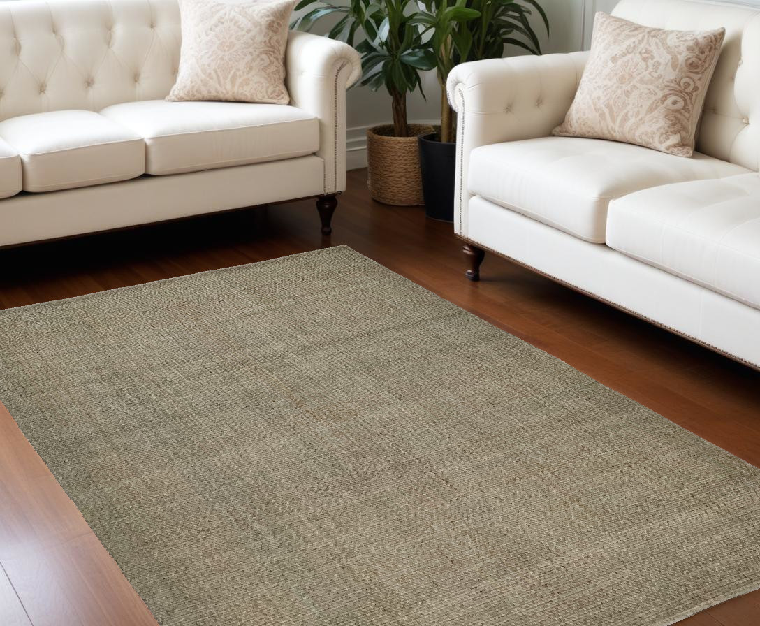9" X 12" Green Hand Woven Area Rug