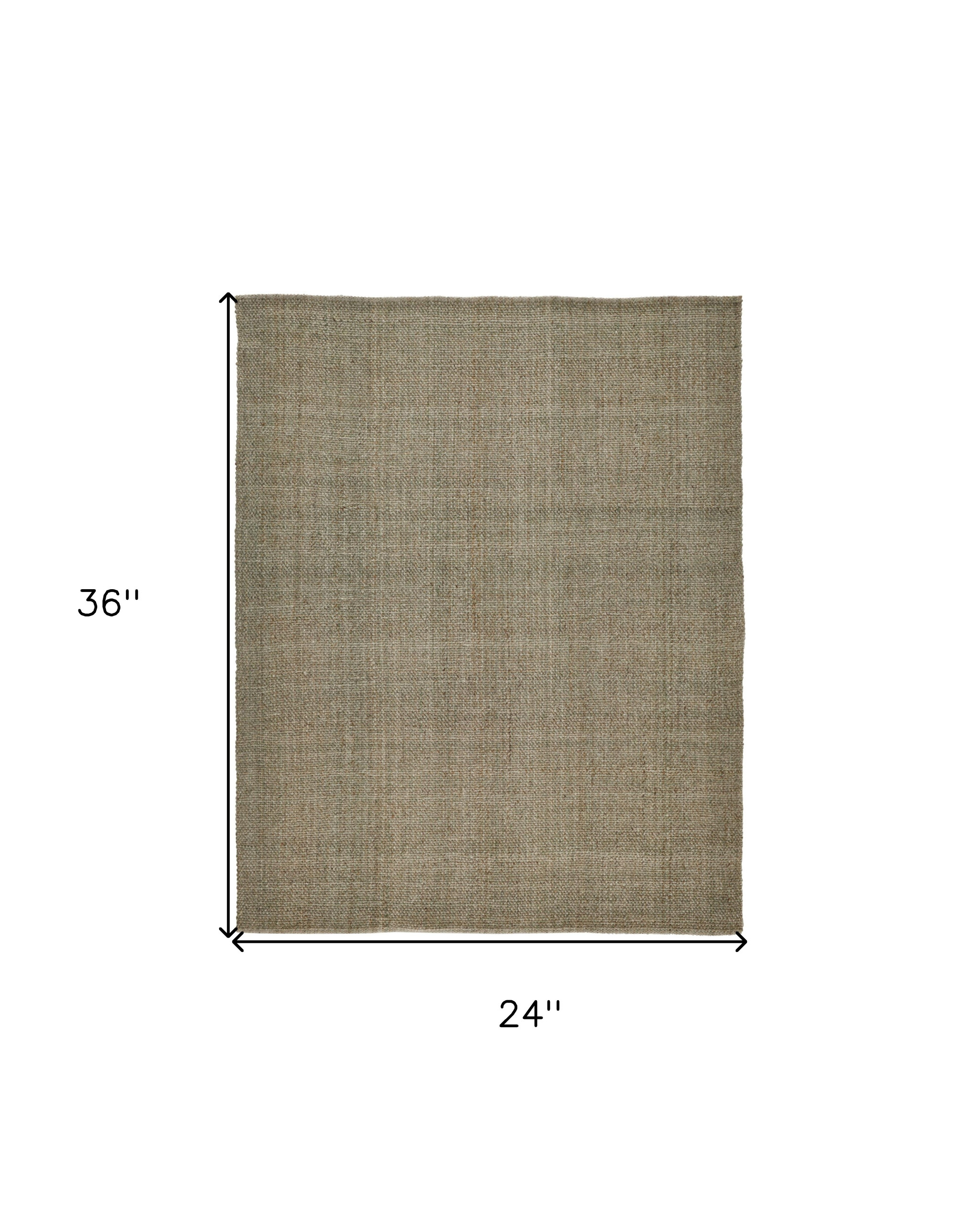 2" X 3" Green And Tan Hand Woven Area Rug