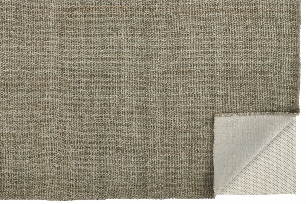 2" X 3" Green And Tan Hand Woven Area Rug