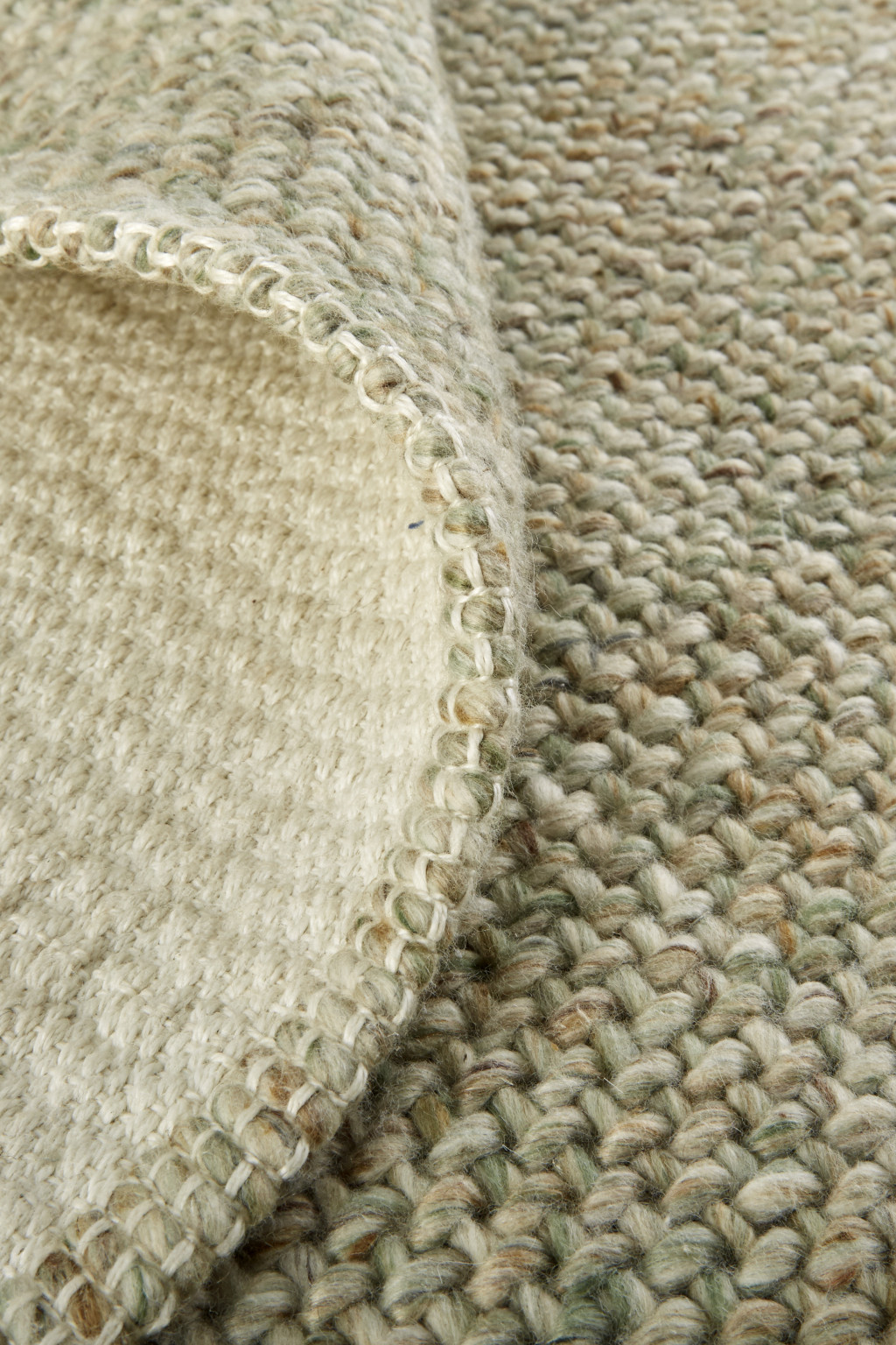 2" X 3" Green And Tan Hand Woven Area Rug