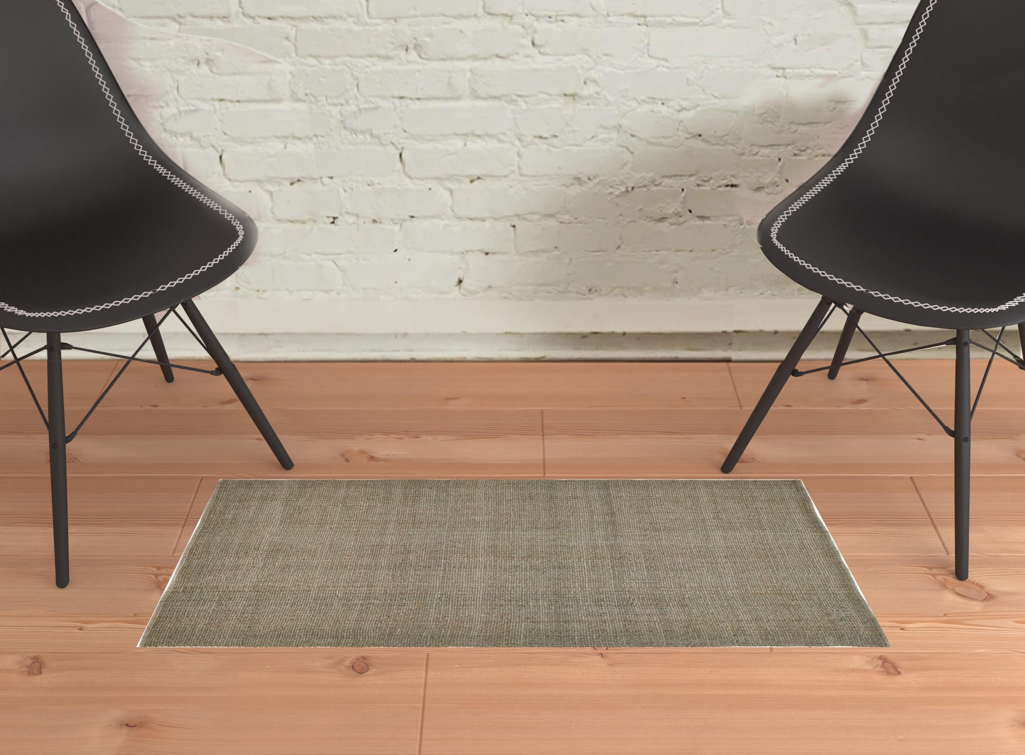 2 X 3 green And Tan Hand Woven Area Rug