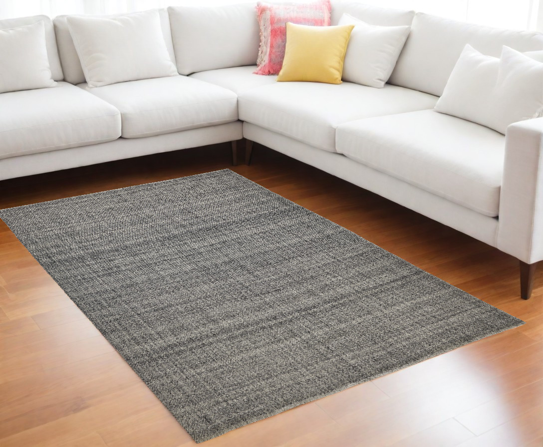 9" X 12" Gray Hand Woven Area Rug