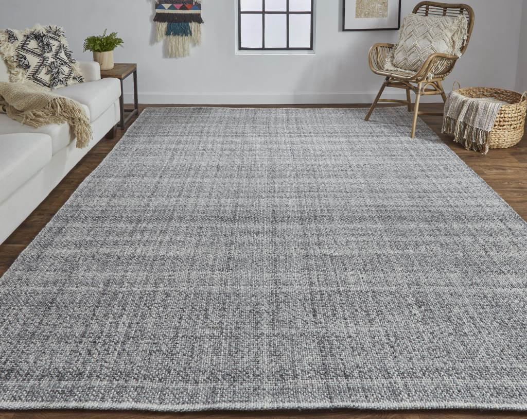 9" X 12" Gray Hand Woven Area Rug