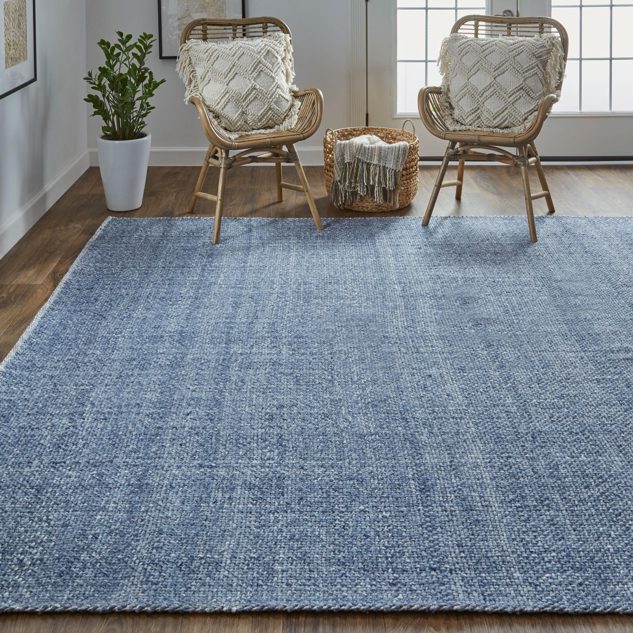 5" X 8" Blue Hand Woven Area Rug