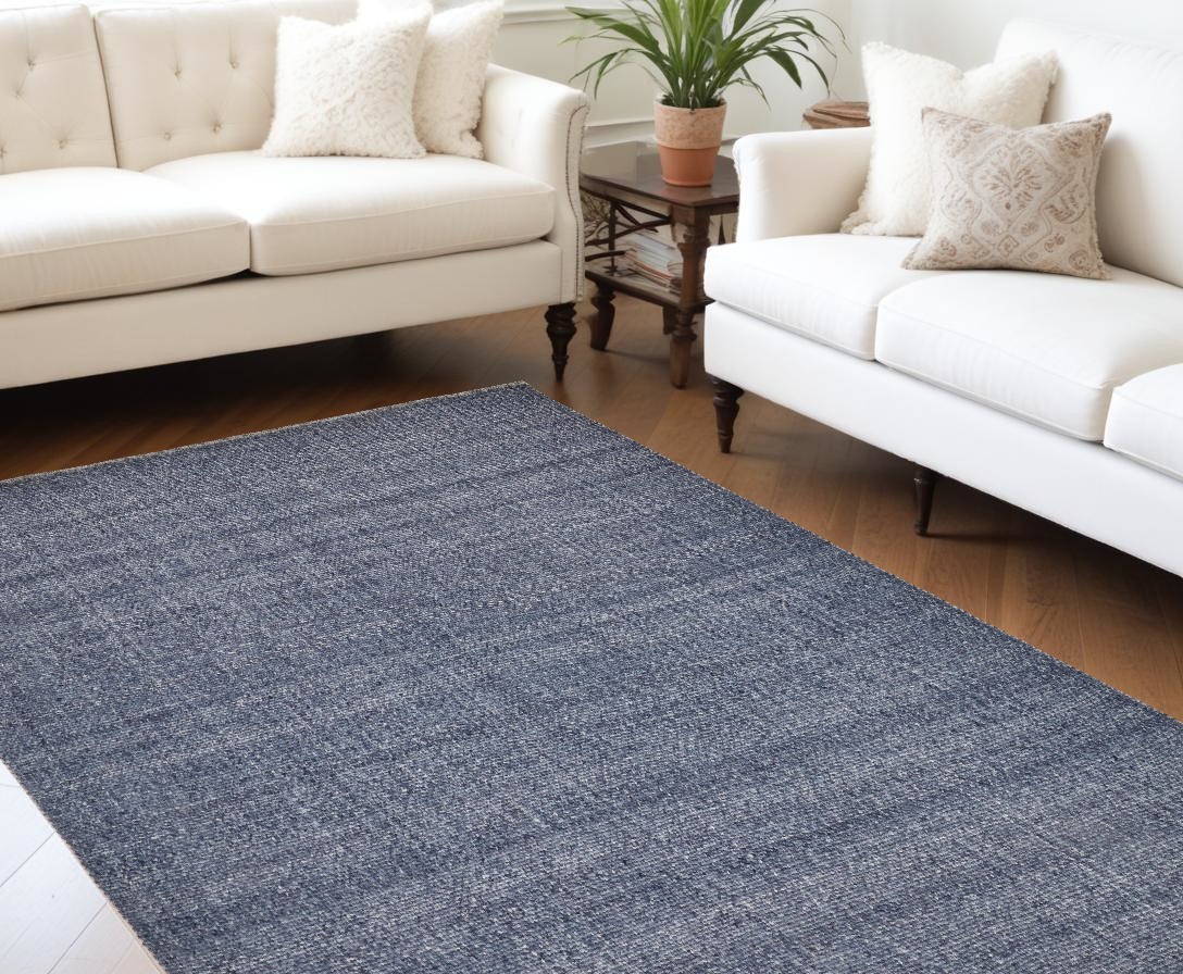 9" X 12" Blue Hand Woven Area Rug
