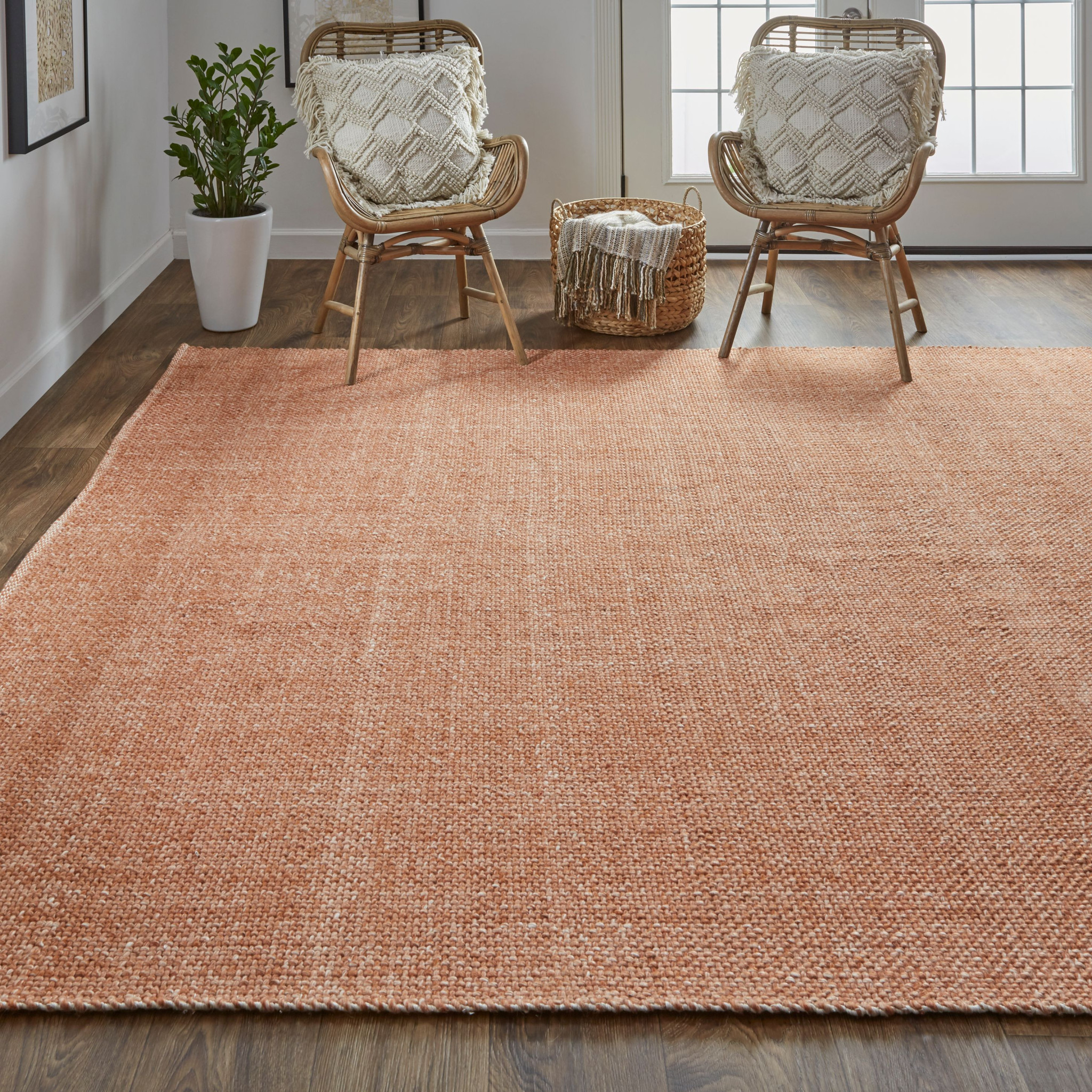 2" X 3" Orange Hand Woven Area Rug