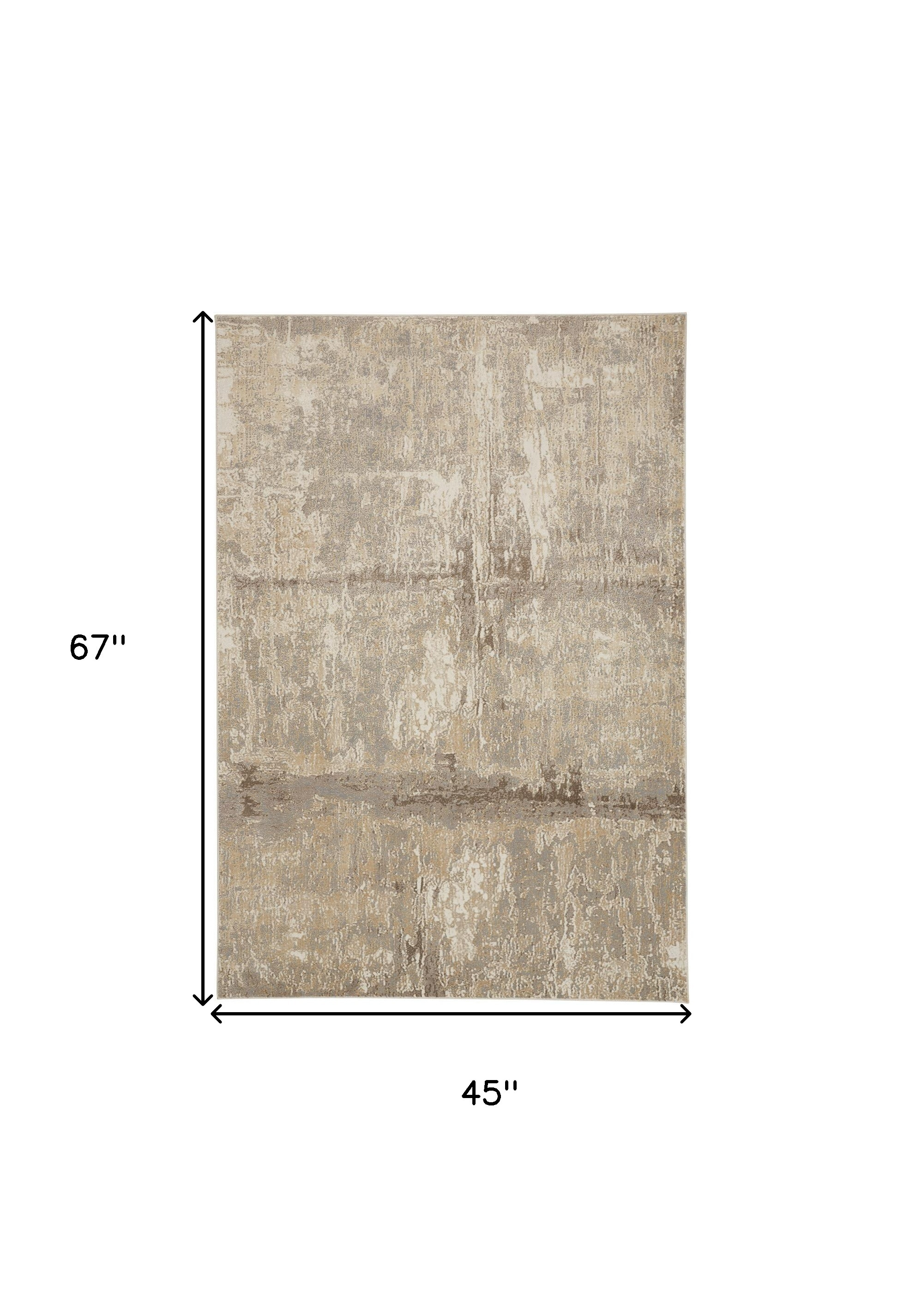 4" X 6" Tan and Ivory Abstract Non Skid Area Rug