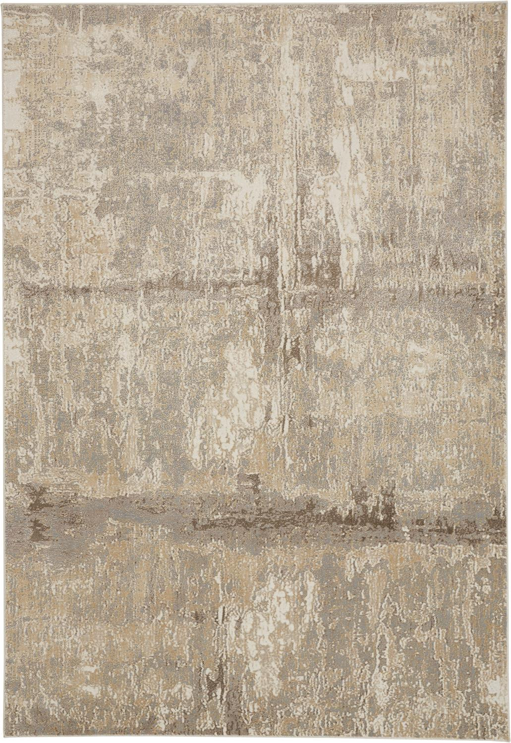 5' X 8' Tan Ivory And Brown Abstract Area Rug-514688-1
