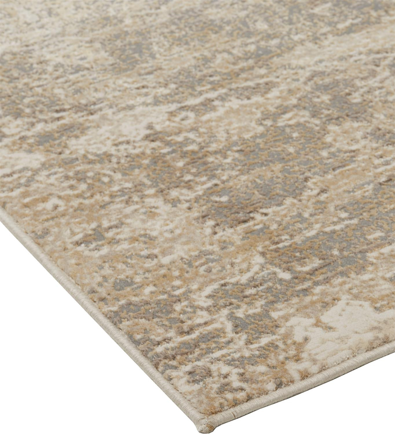 5" X 8" Tan Ivory And Brown Abstract Area Rug