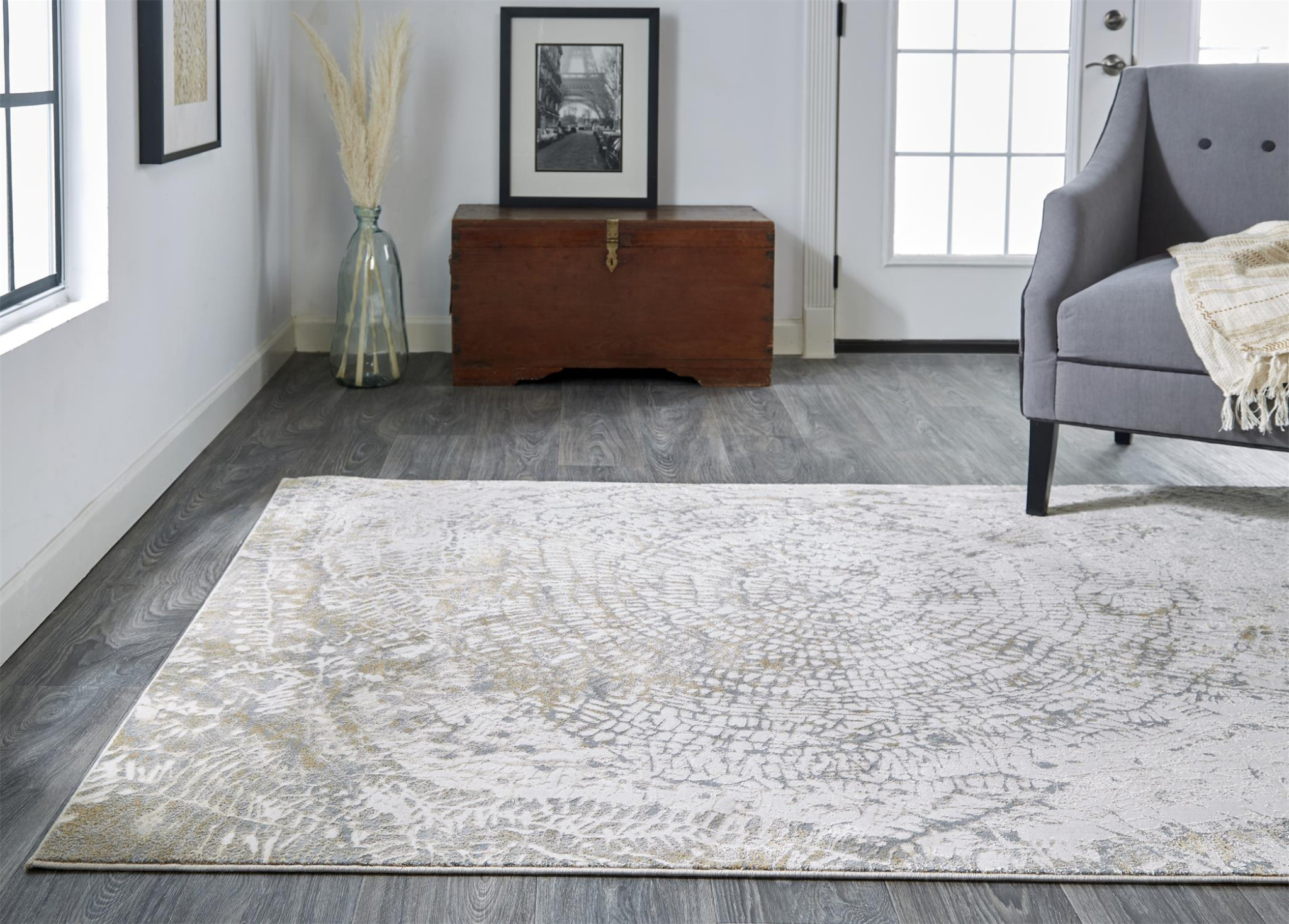 10' X 14' Ivory Tan And Gray Abstract Area Rug-514699-2