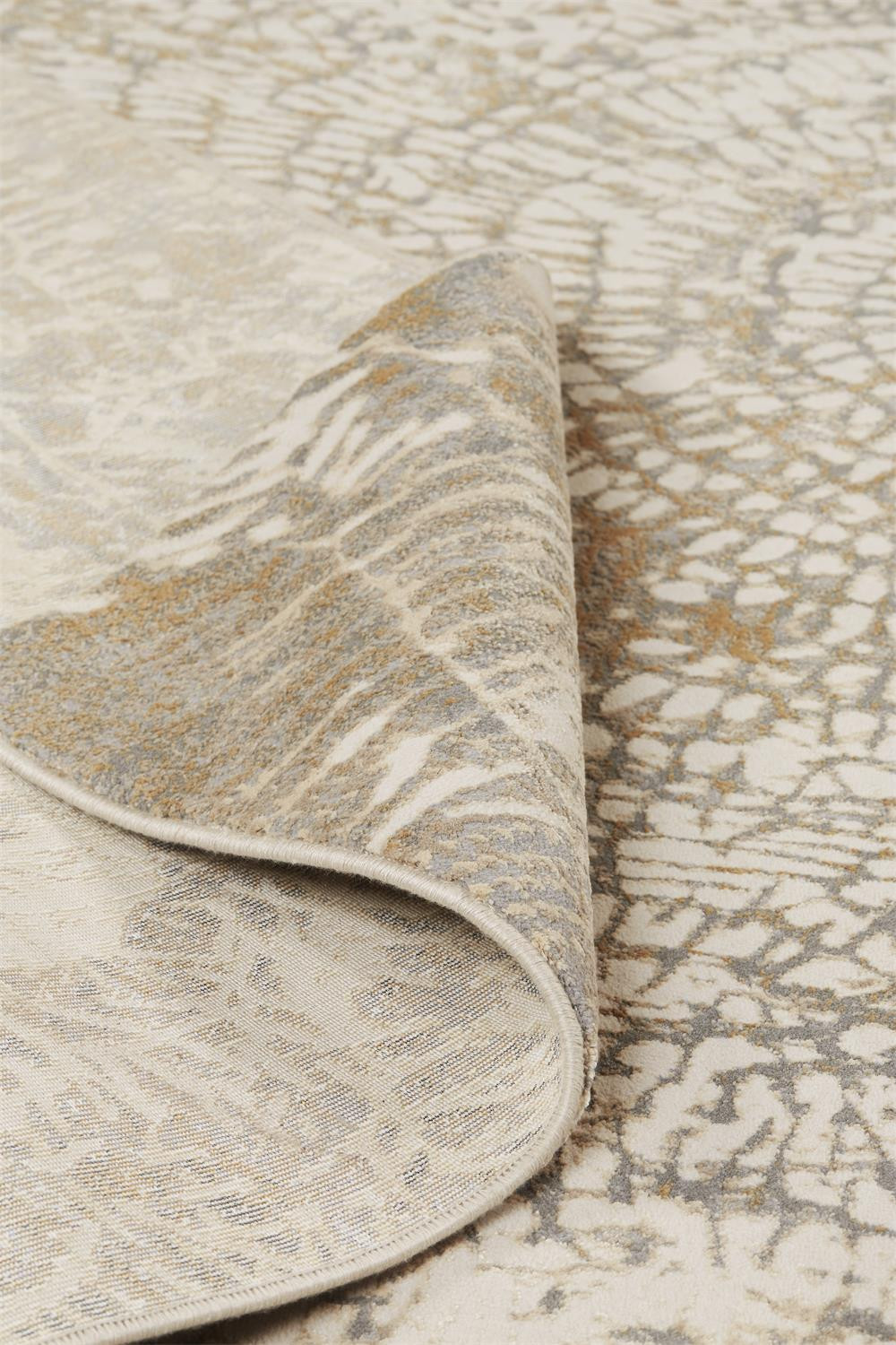 8 Ivory Tan And gray Round Abstract Area Rug