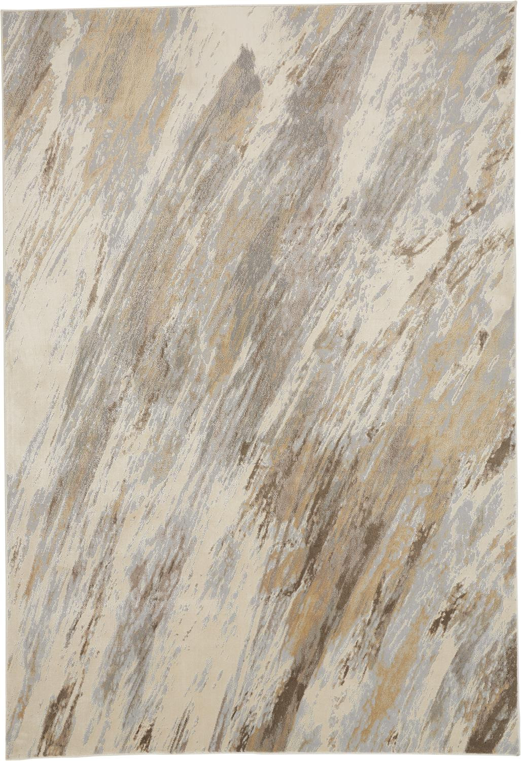 5" X 8" Brown and Ivory Abstract Non Skid Area Rug