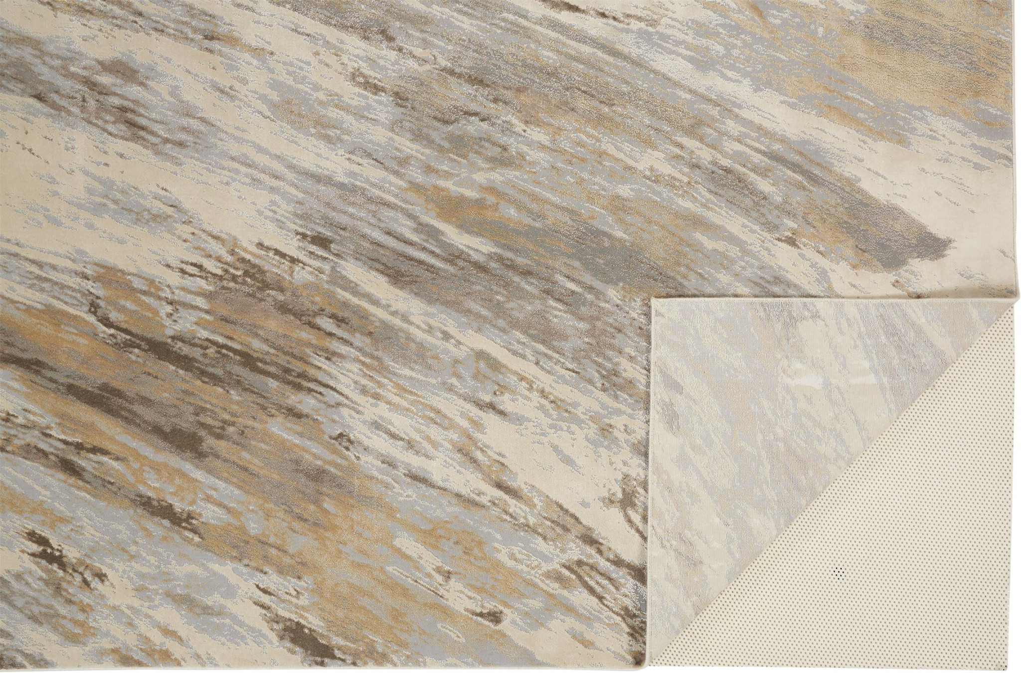 5" X 8" Brown and Ivory Abstract Non Skid Area Rug