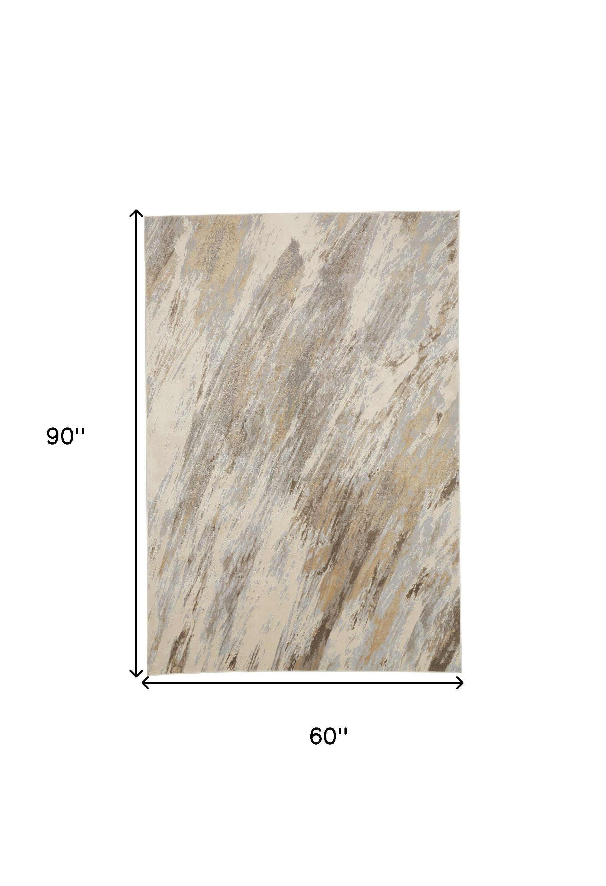 5" X 8" Brown and Ivory Abstract Non Skid Area Rug
