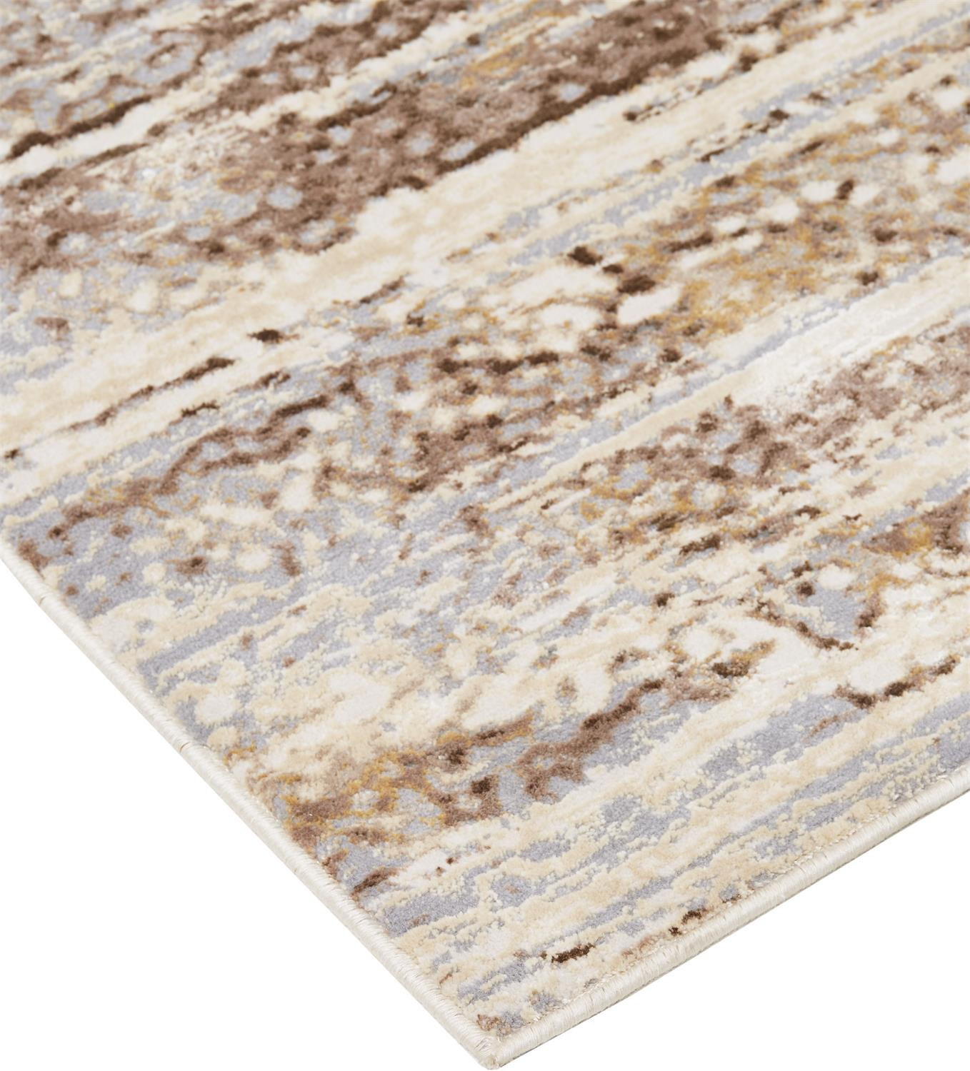 5" X 8" Tan and Ivory Abstract Non Skid Area Rug