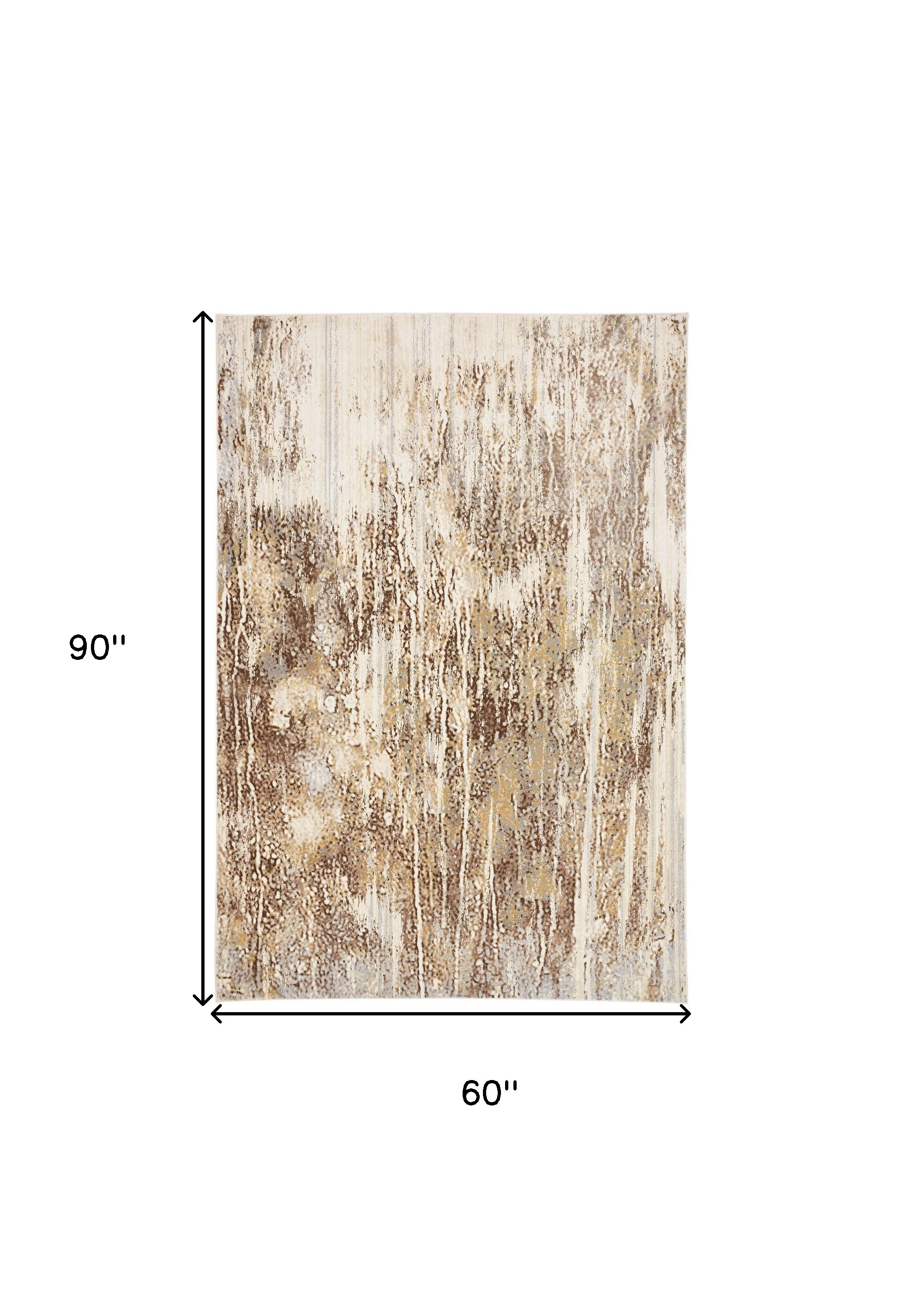 5" X 8" Tan and Ivory Abstract Non Skid Area Rug