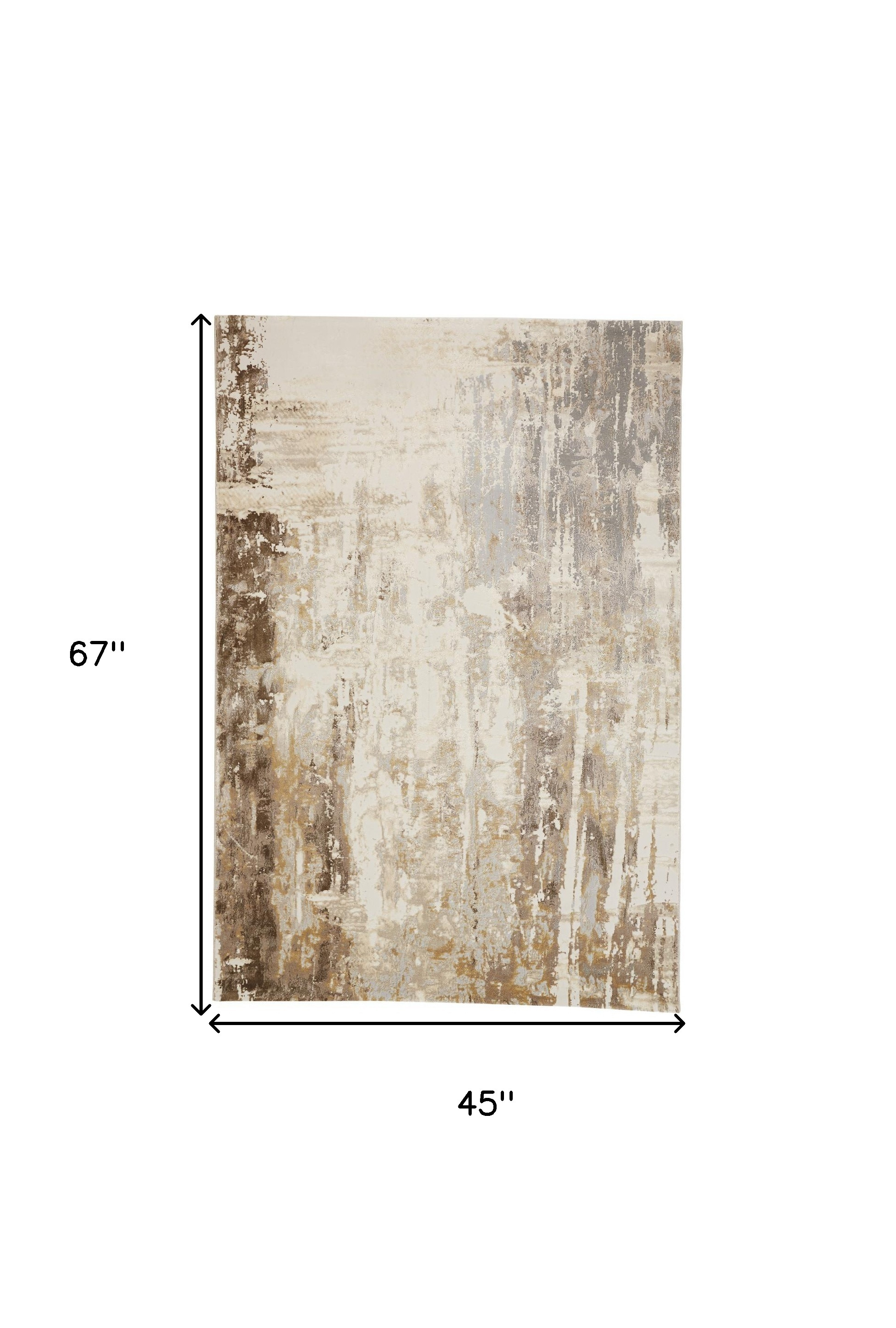 4" X 6" Tan Ivory And Gray Abstract Area Rug