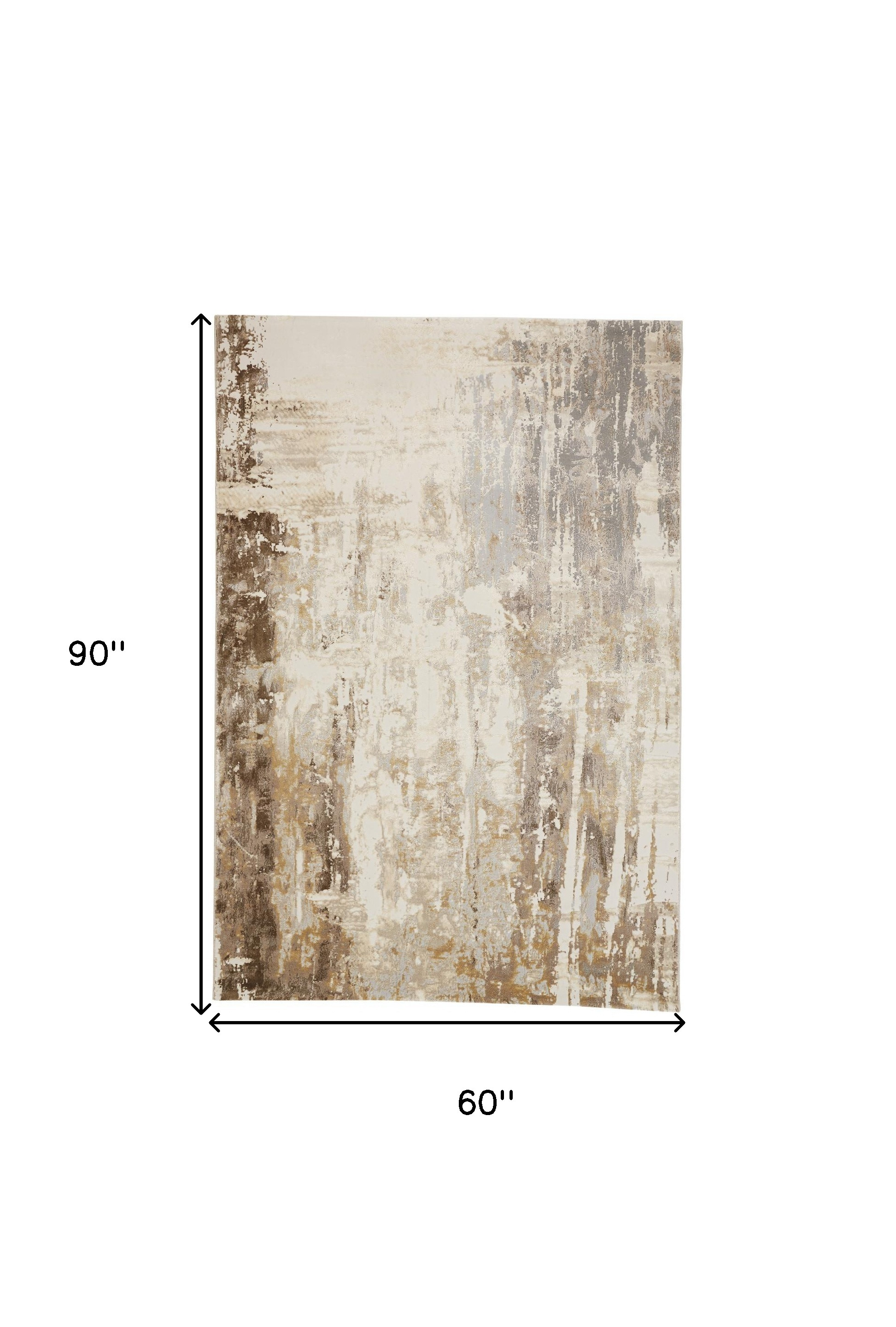 5" X 8" Tan Ivory And Gray Abstract Area Rug