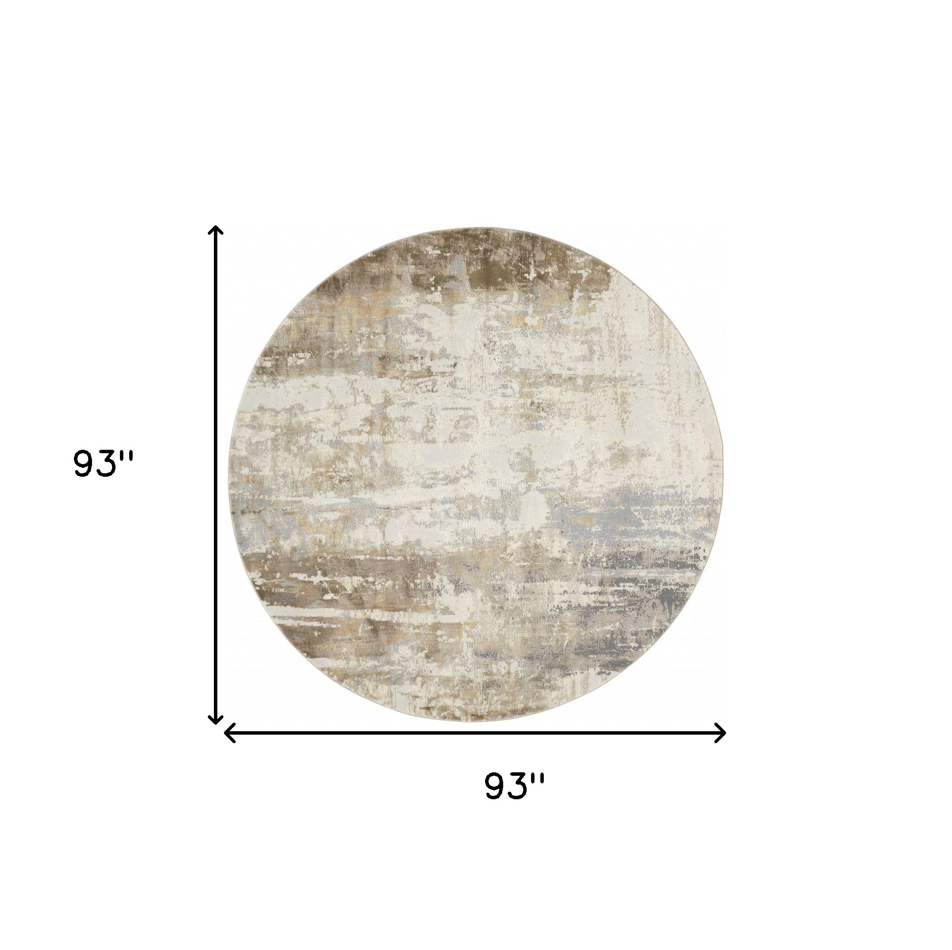 8" Tan Ivory And Gray Round Abstract Area Rug