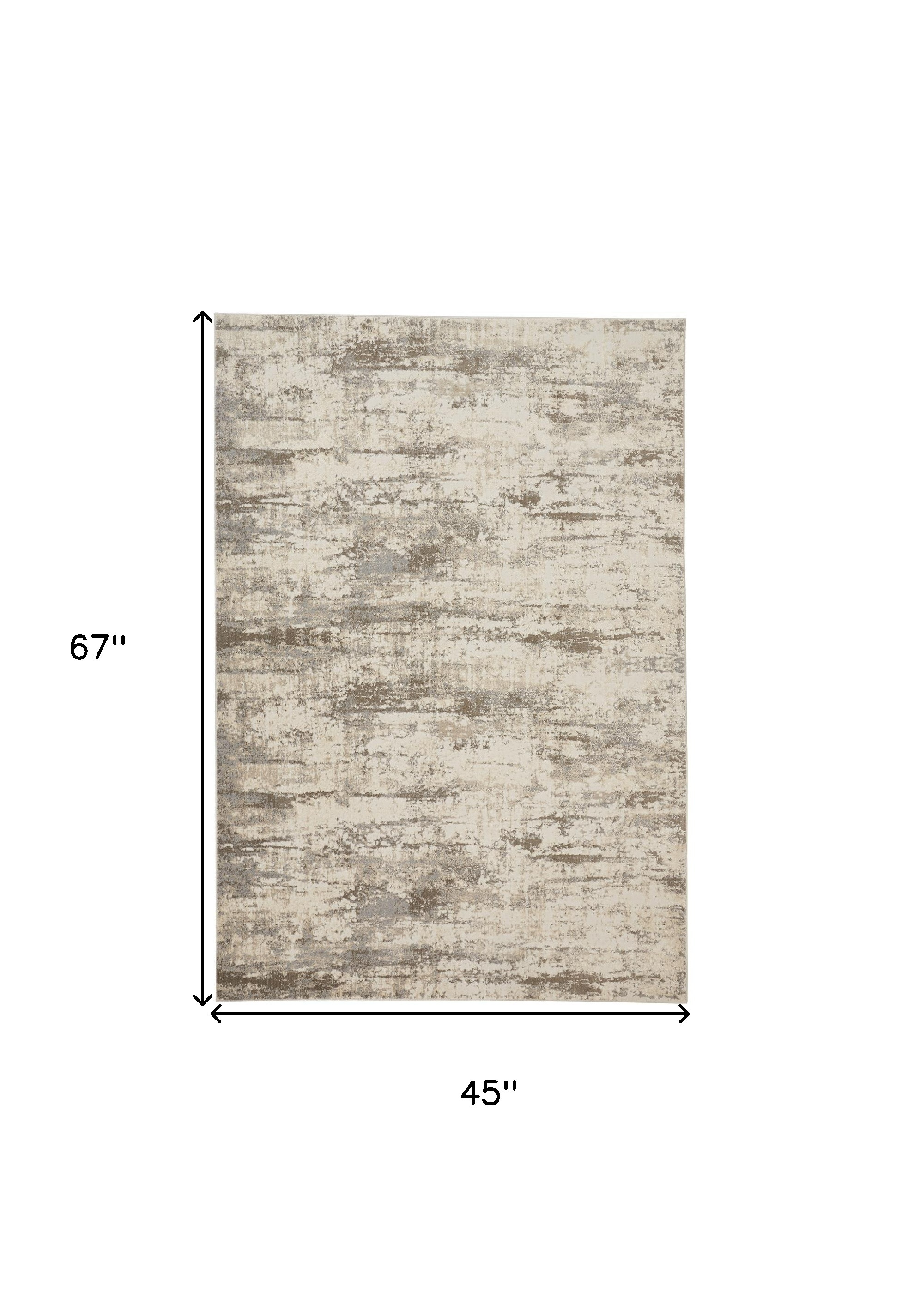 4" X 6" Brown and Ivory Abstract Non Skid Area Rug