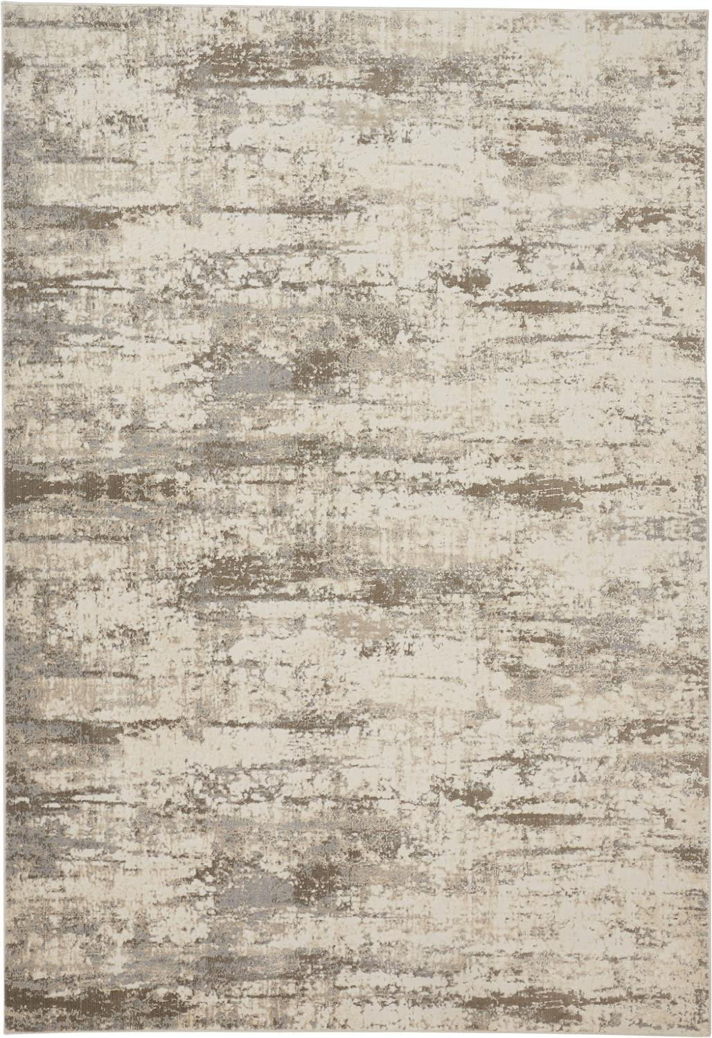 5 X 8 Ivory And Brown Abstract Area Rug