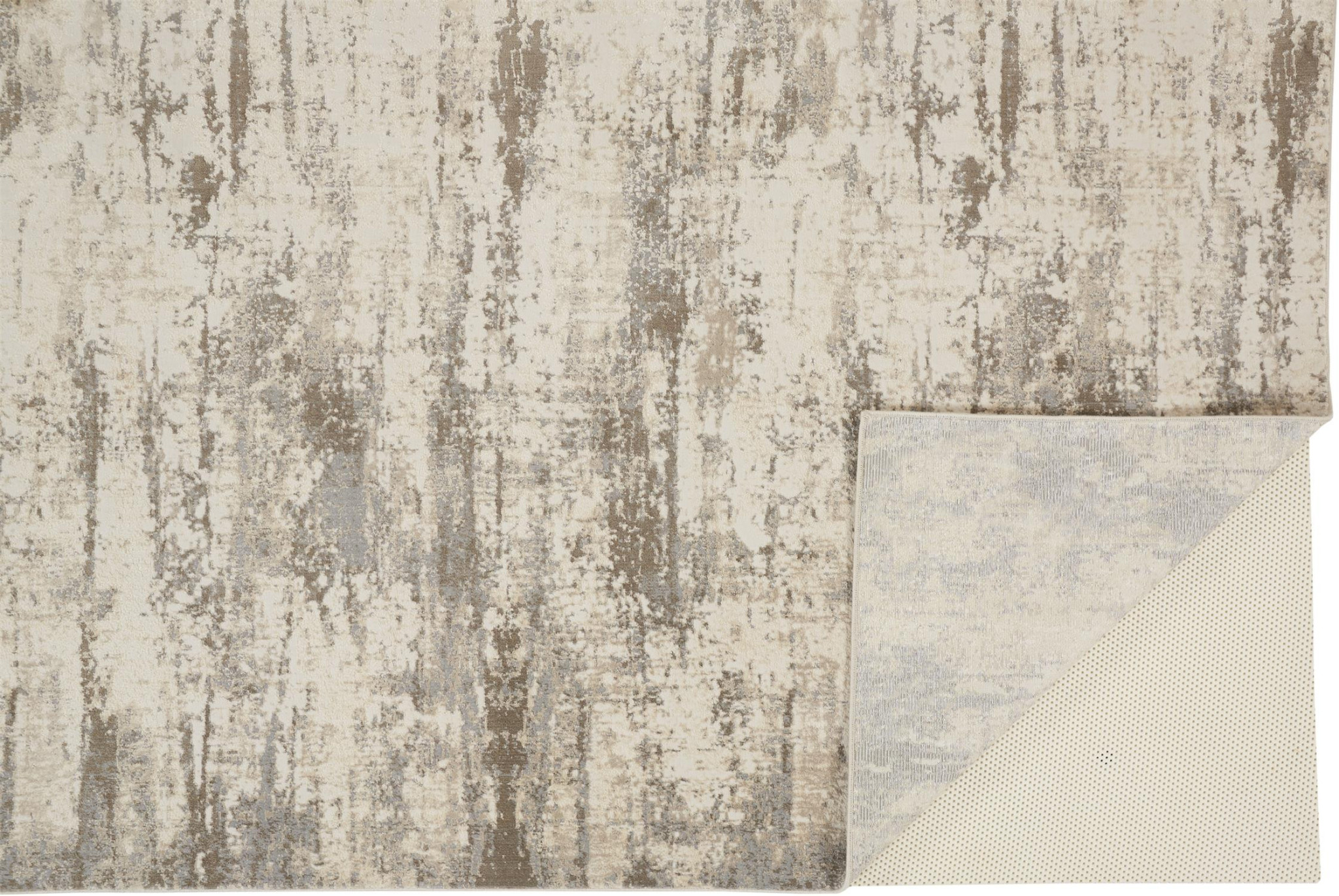 5 X 8 Ivory And Brown Abstract Area Rug