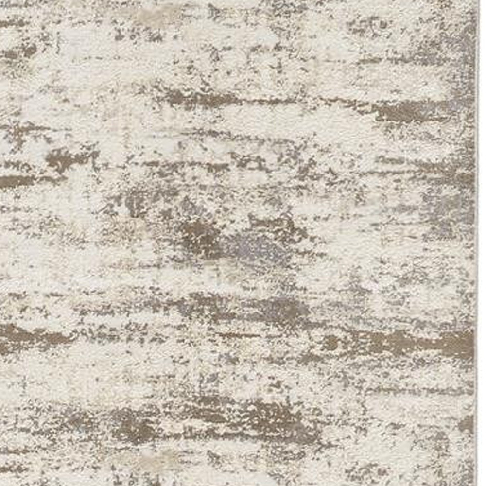8" Brown and Ivory Abstract Distressed Runner Rug