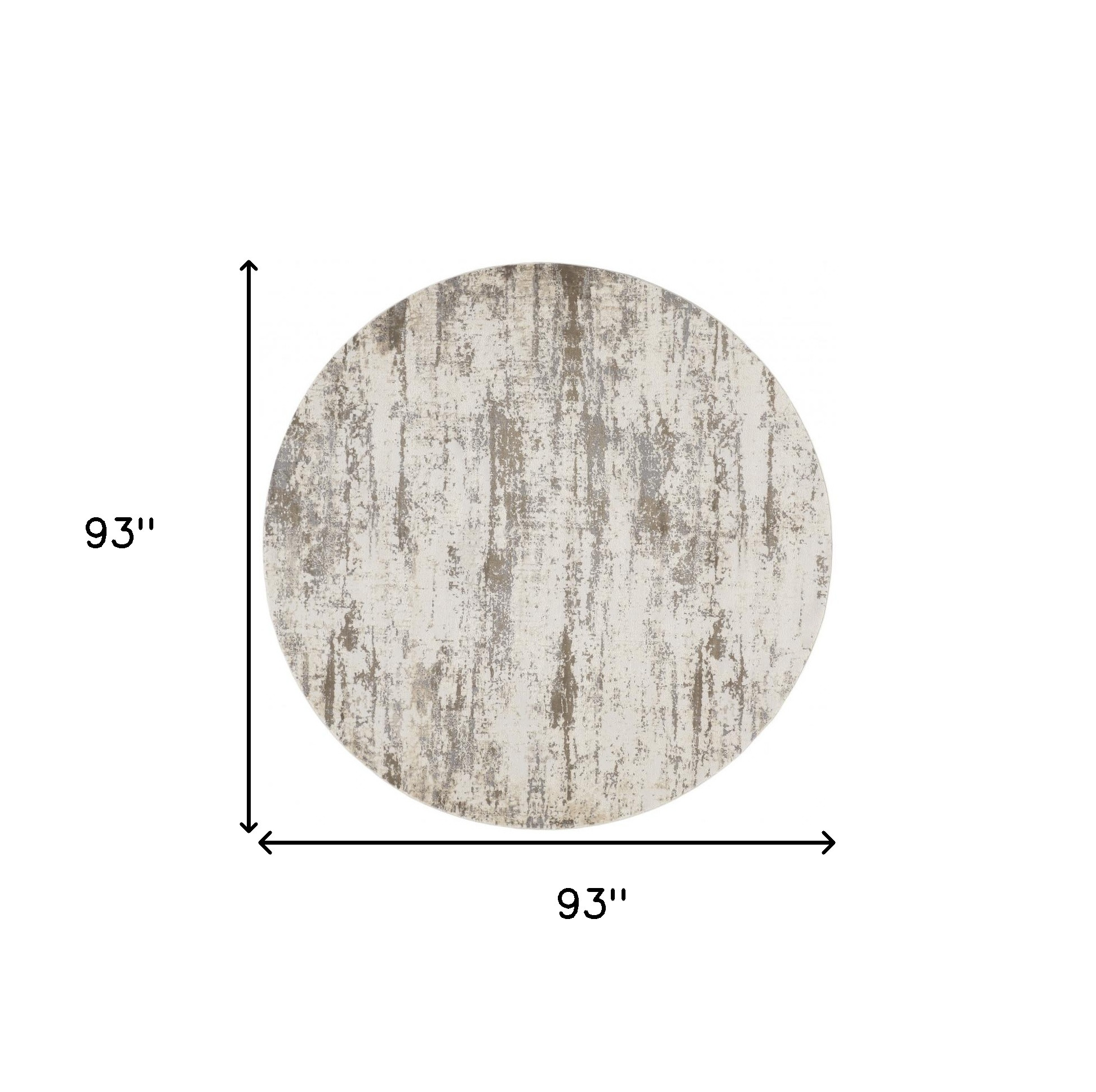 8" Brown and Ivory Abstract Non Skid Round Rug