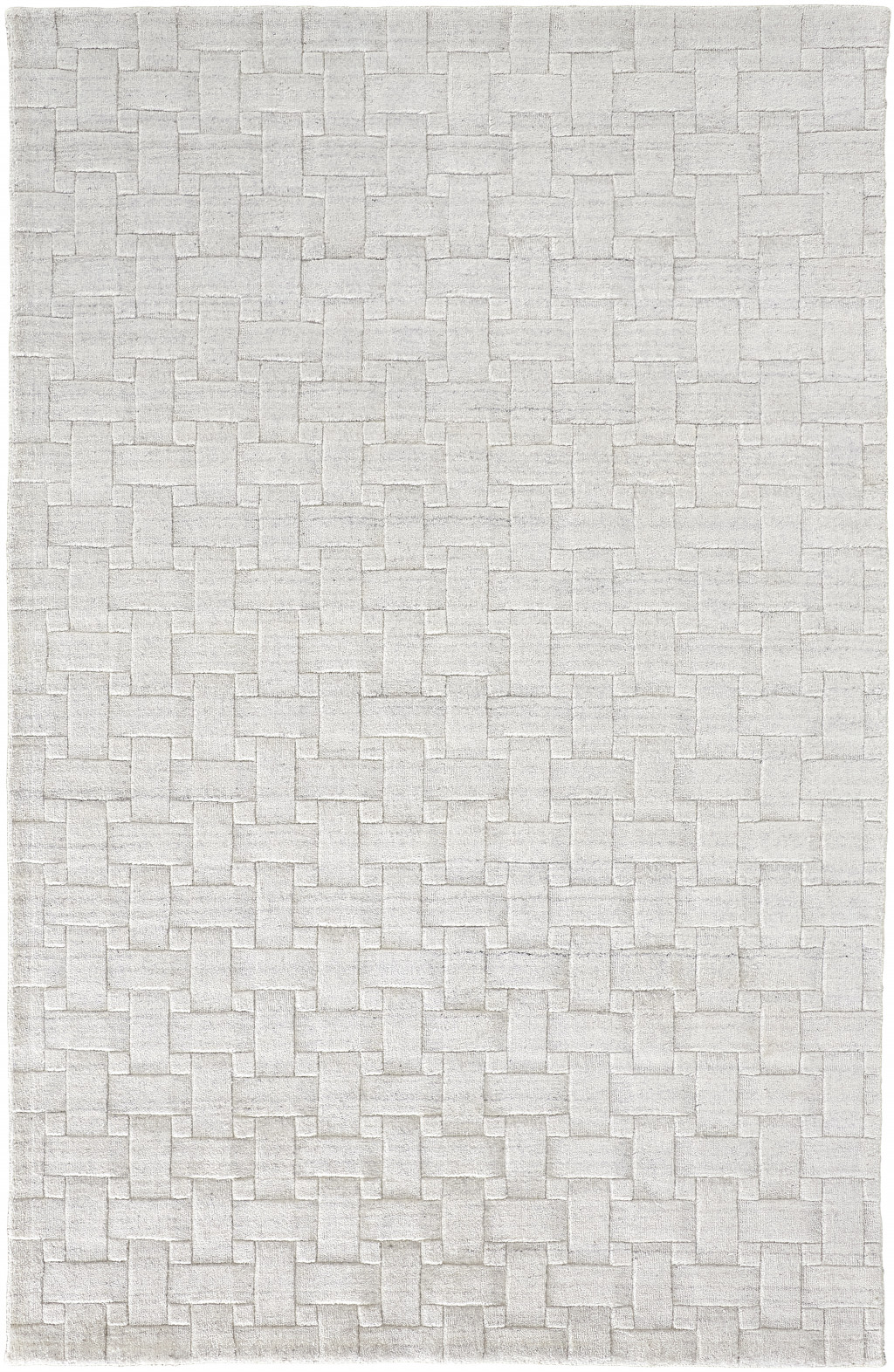 5 X 8 White And Silver Striped Hand Woven Area Rug