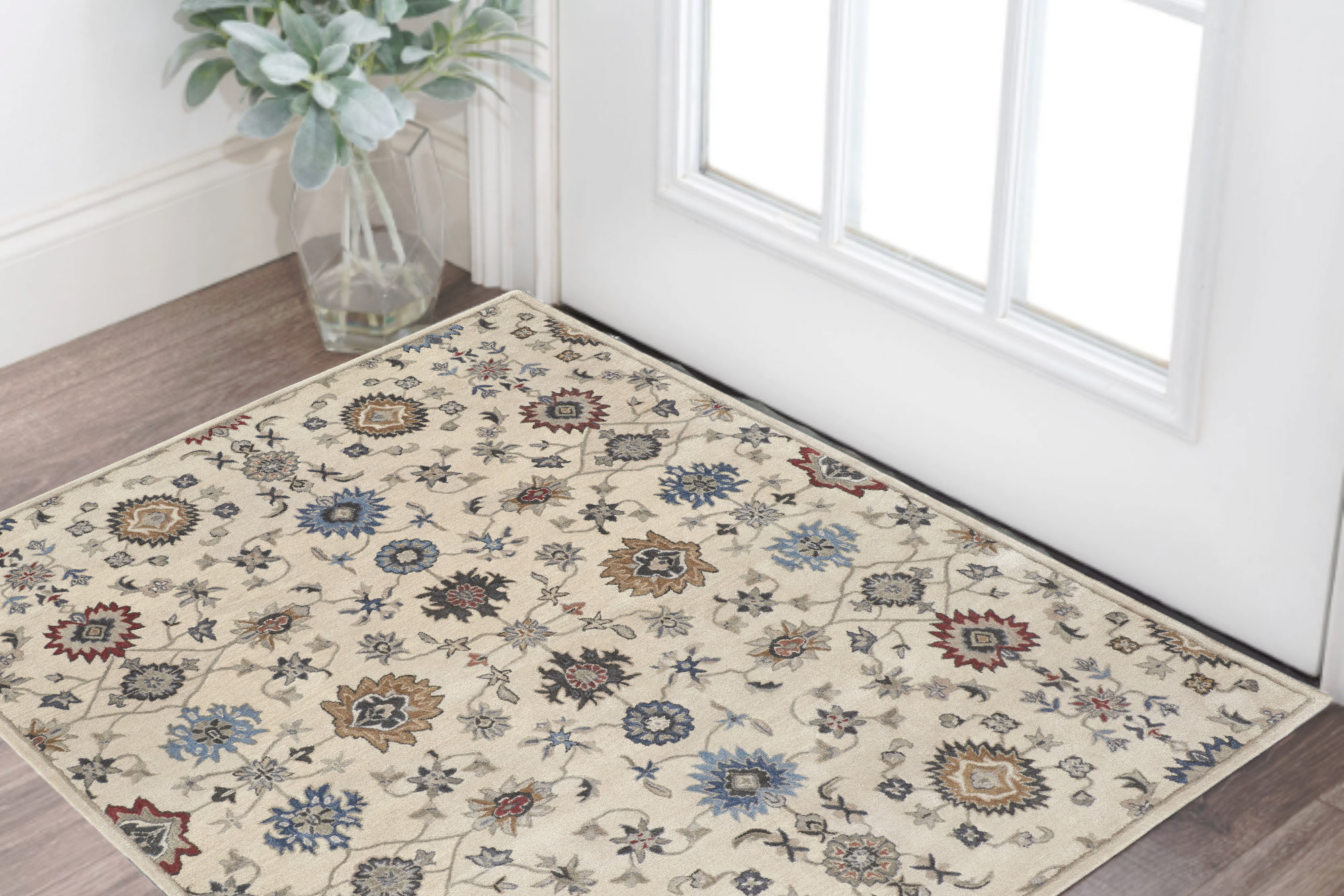 2' X 3' Taupe and Ivory Wool Patchwork Hand Tufted Area Rug-514803-1