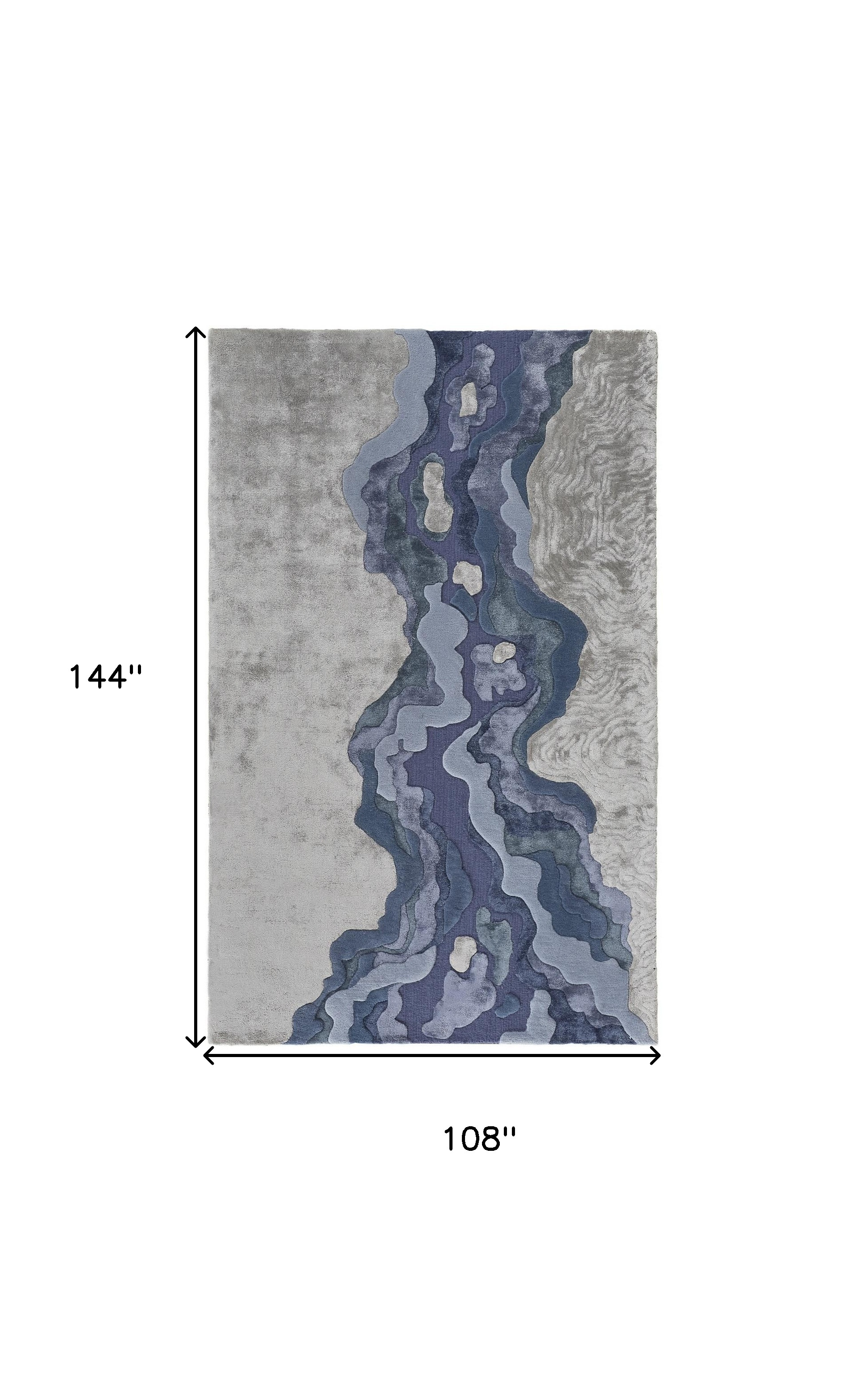 Blue Gray Abstract Rug 9' X 12' Blue and Gray Wool Abstract Hand Tufted Area Rug