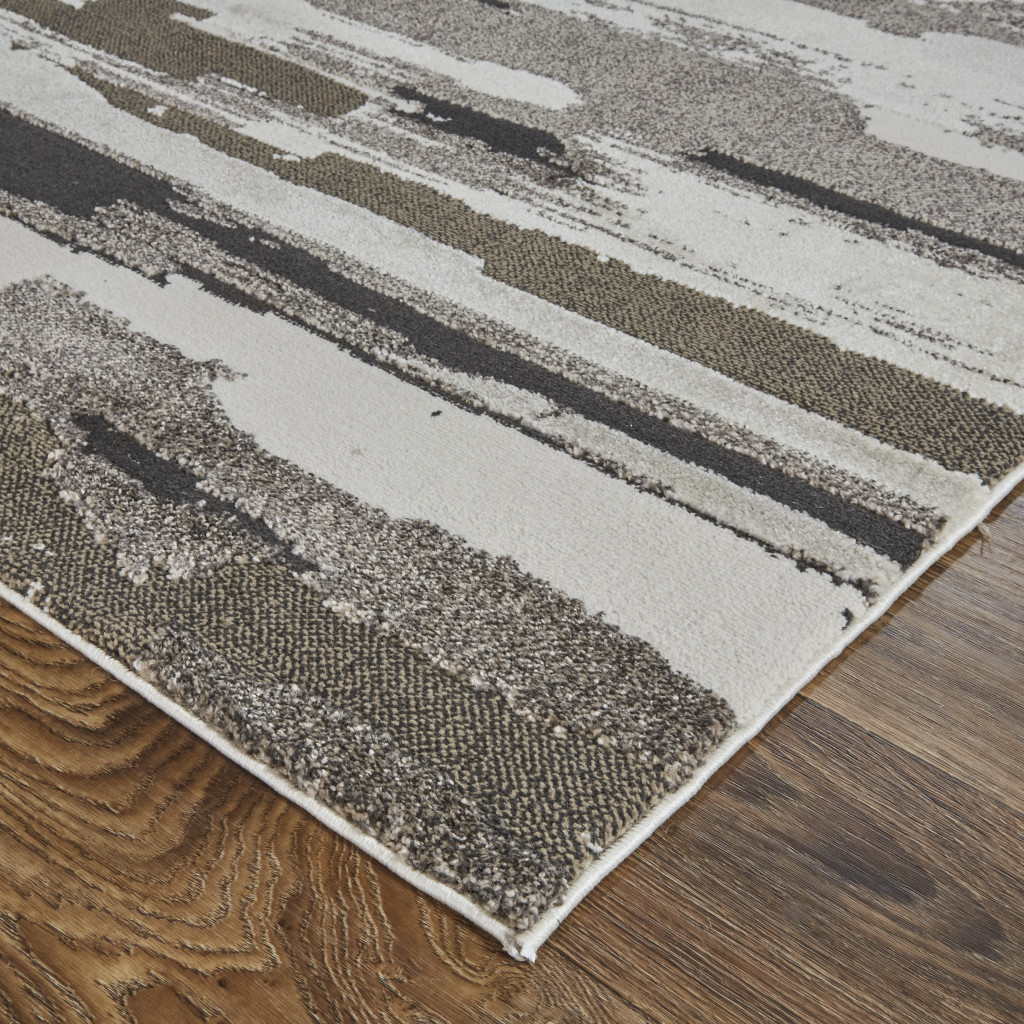 5" X 8" Gray and Ivory Abstract Power Loom Distressed Area Rug