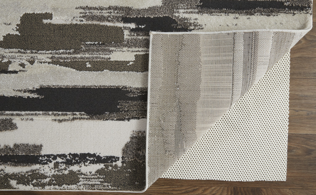 5" X 8" Gray and Ivory Abstract Power Loom Distressed Area Rug