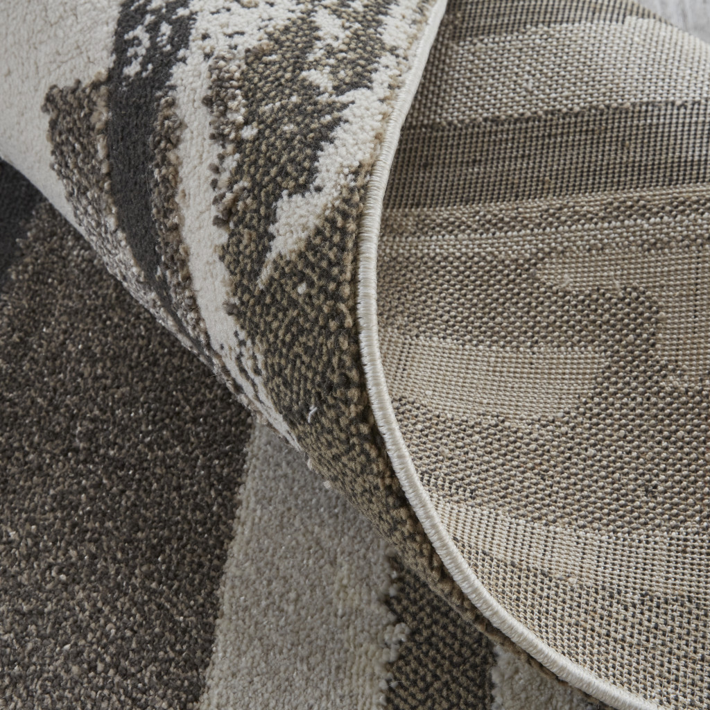 5" X 8" Gray and Ivory Abstract Power Loom Distressed Area Rug
