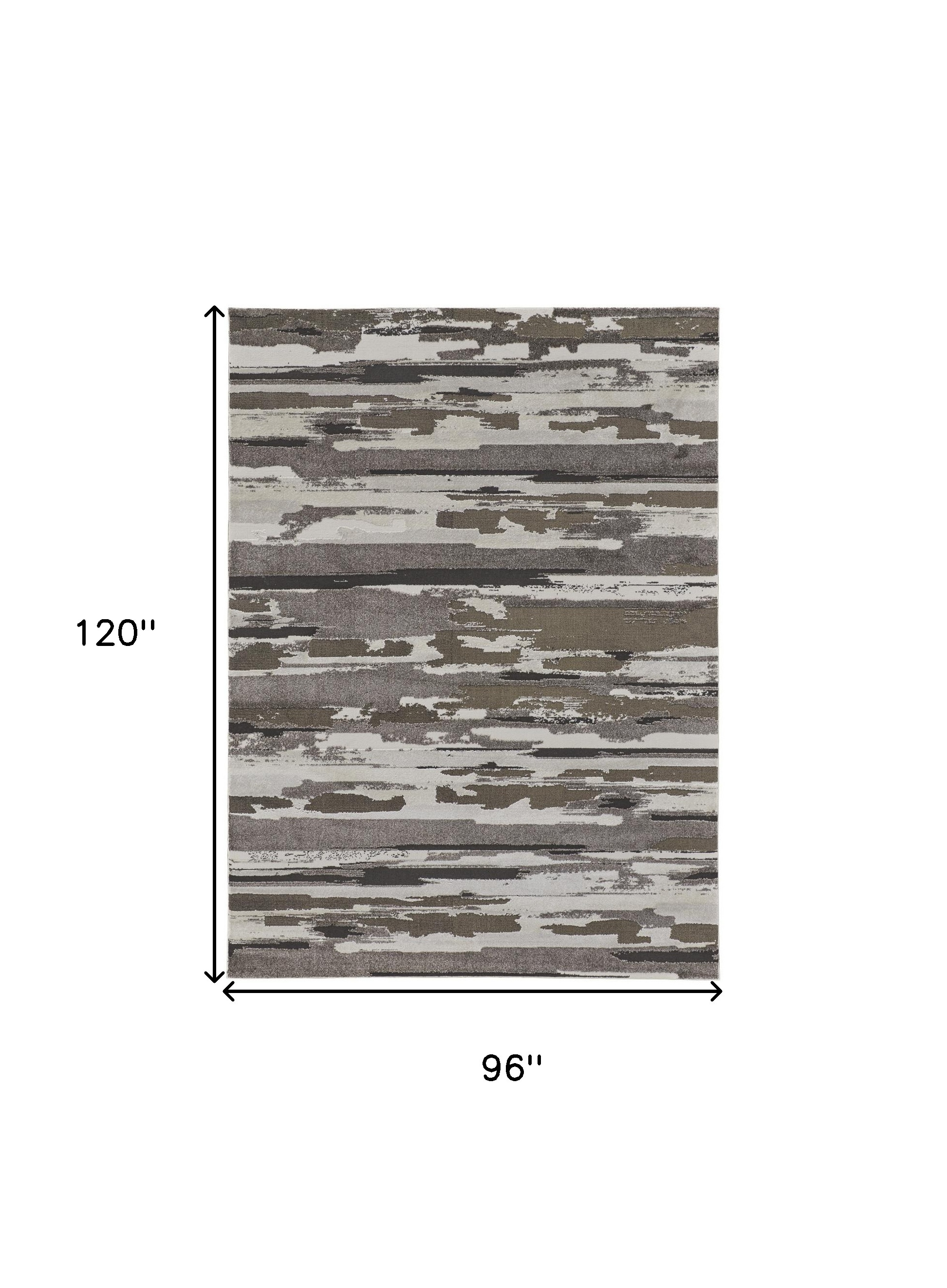 8" X 10" Gray and Ivory Abstract Power Loom Distressed Area Rug