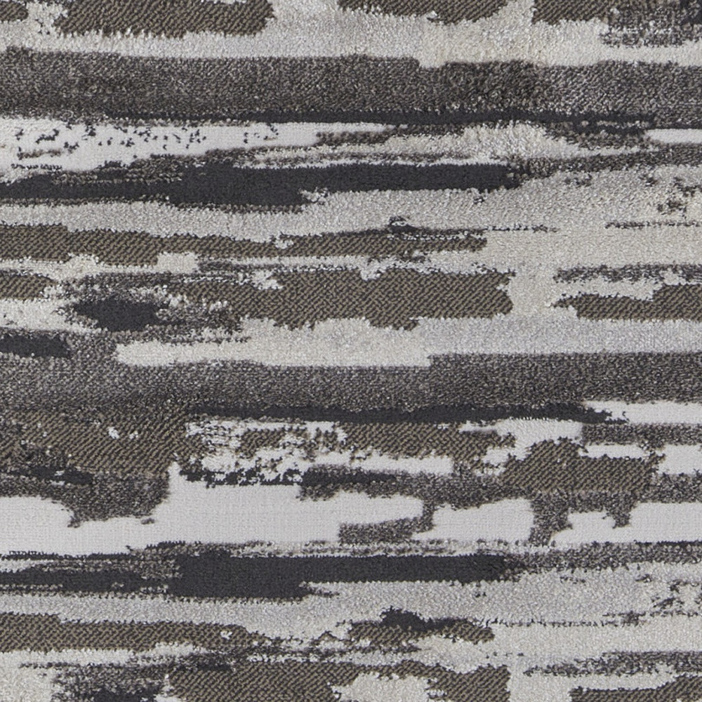 8" Runner Gray and Ivory Abstract Power Loom Distressed Runner Rug