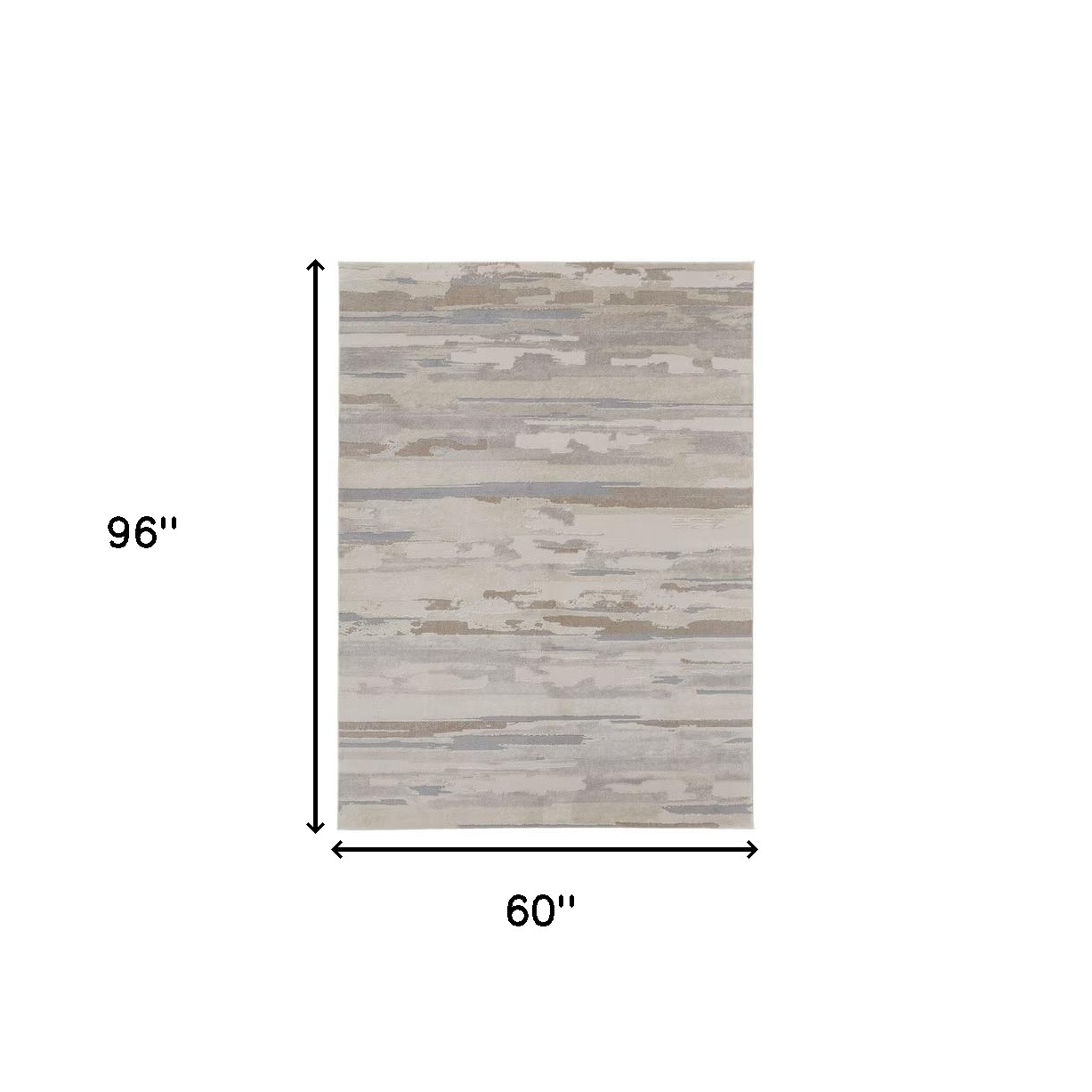 5" X 8" Brown and Ivory Abstract Power Loom Distressed Area Rug