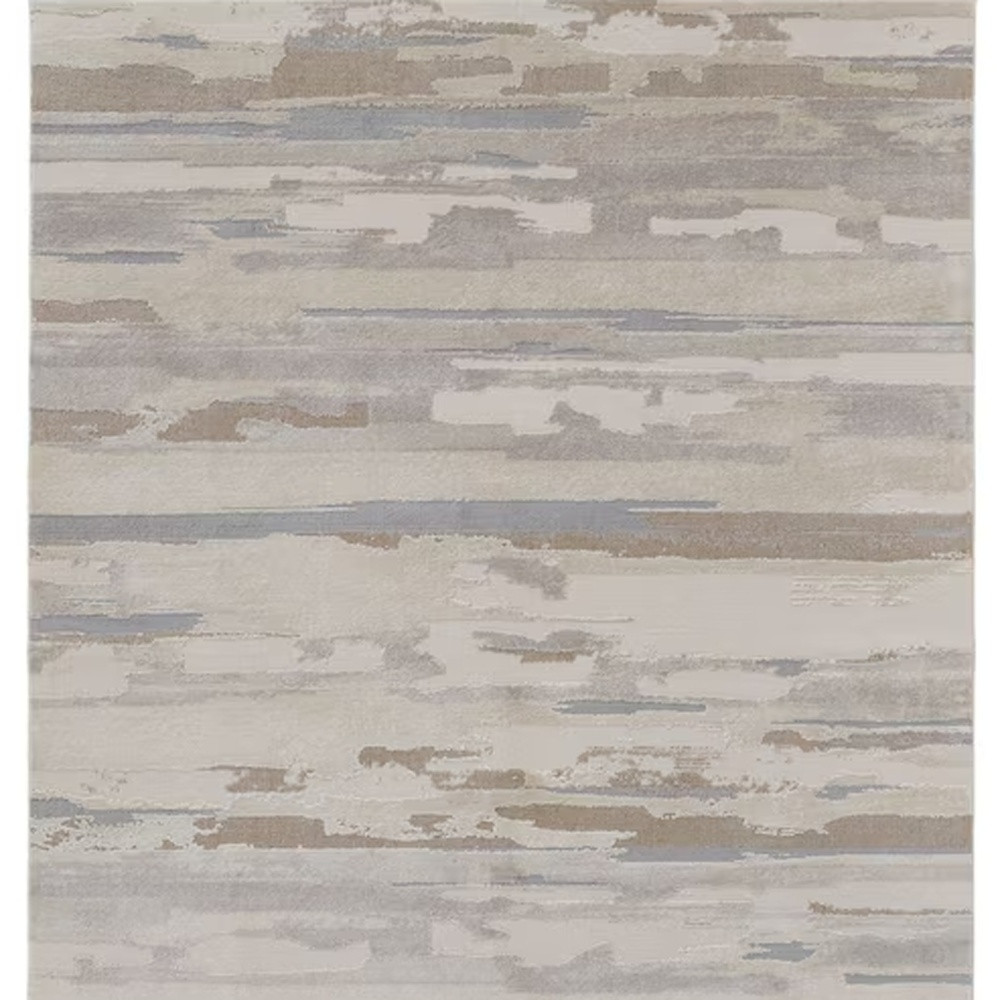 5" X 8" Brown and Ivory Abstract Power Loom Distressed Area Rug