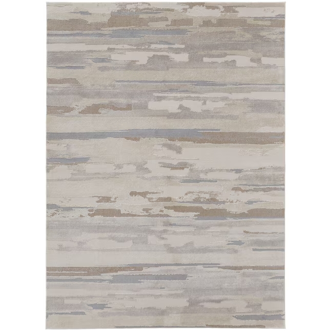 5" X 8" Brown and Ivory Abstract Power Loom Distressed Area Rug