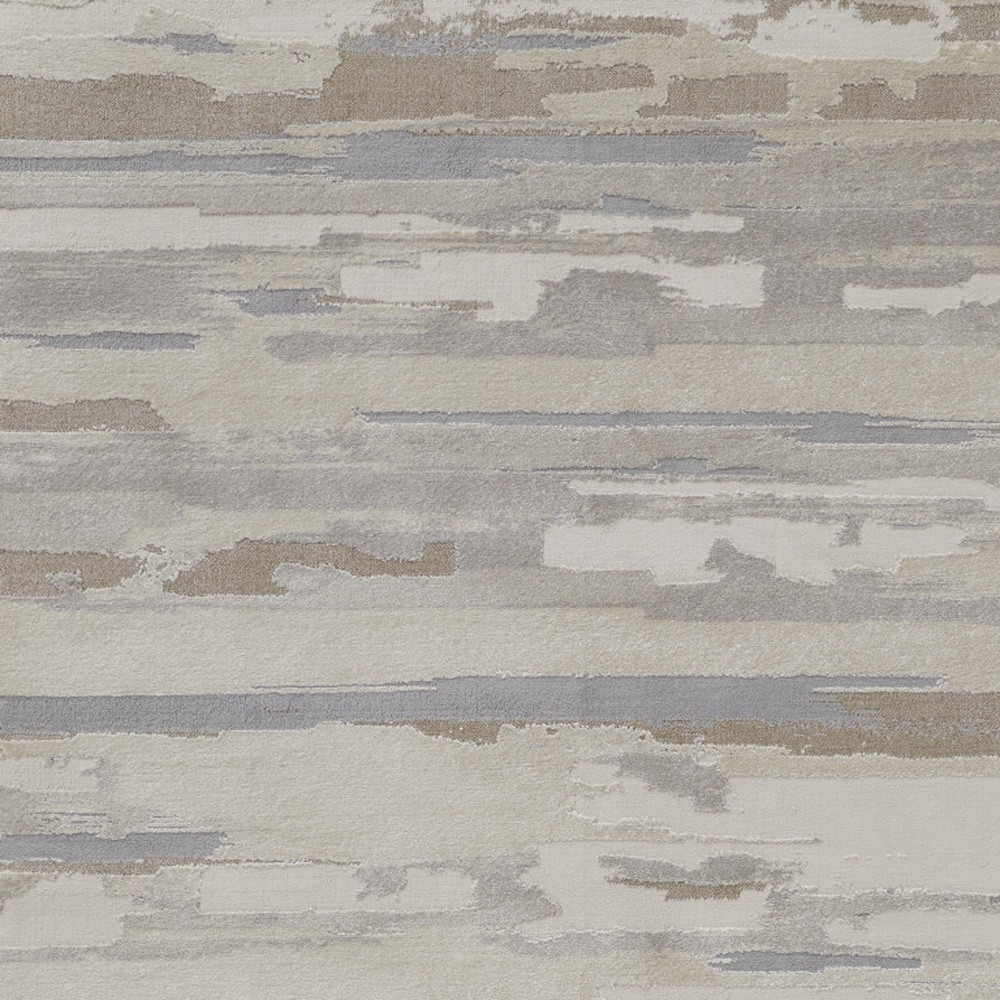 7" X 10" Ivory and Gray Abstract Power Loom Distressed Area Rug