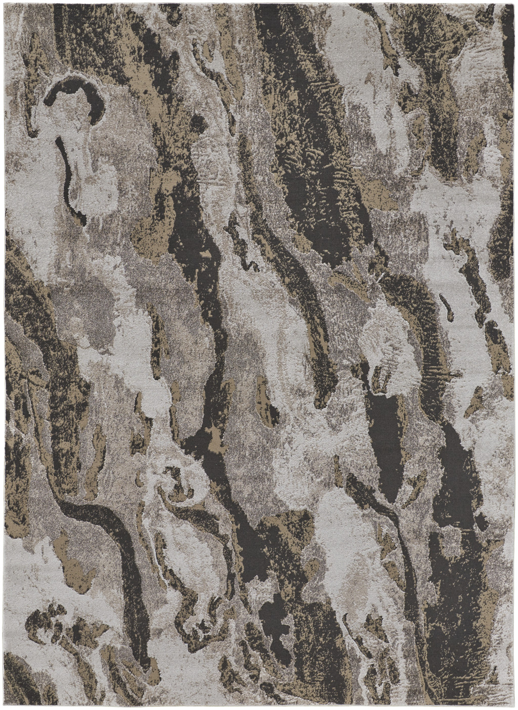 4" X 6" Brown and Ivory Abstract Power Loom Distressed Area Rug