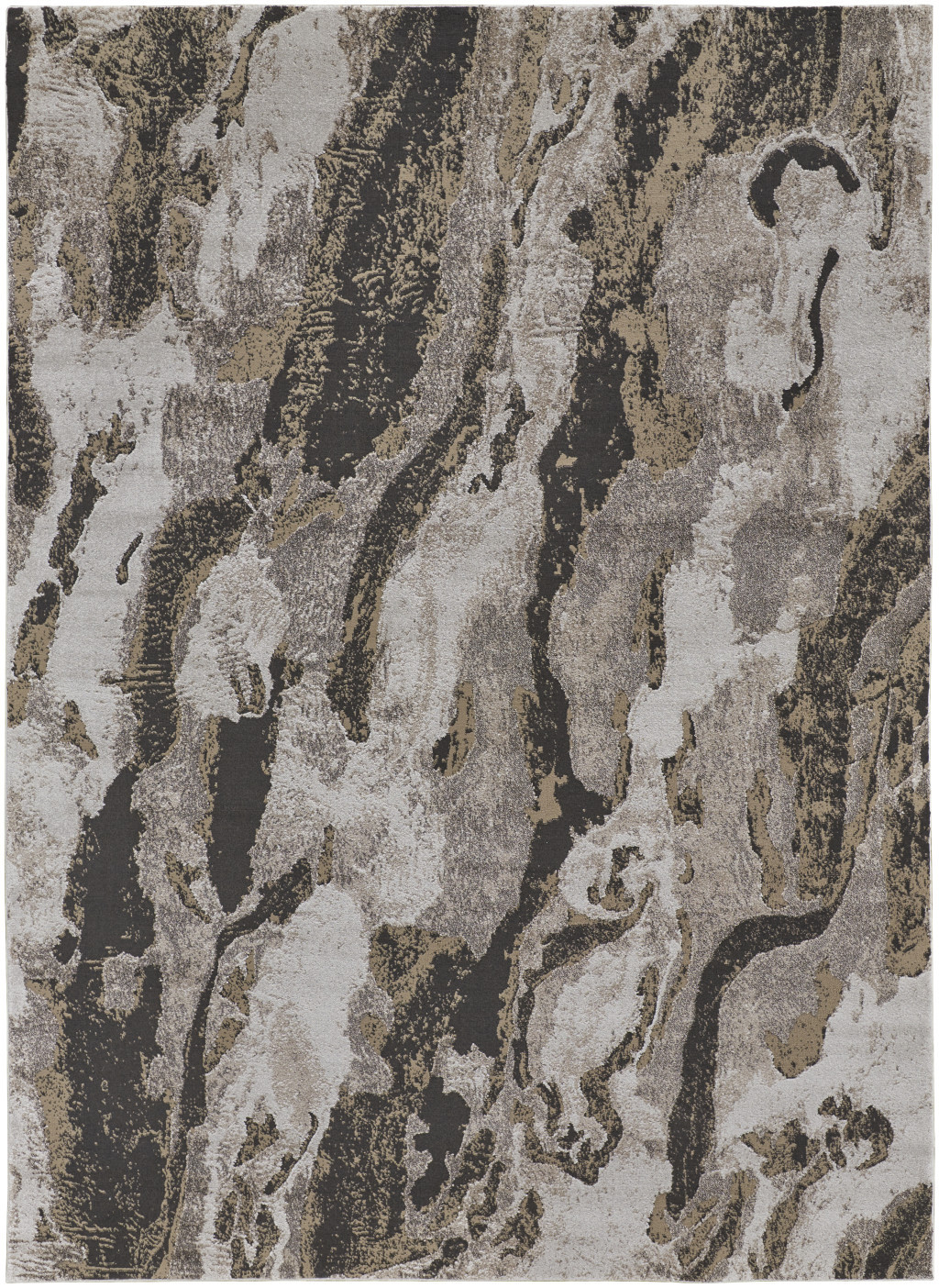 4" X 6" Brown and Ivory Abstract Power Loom Distressed Area Rug