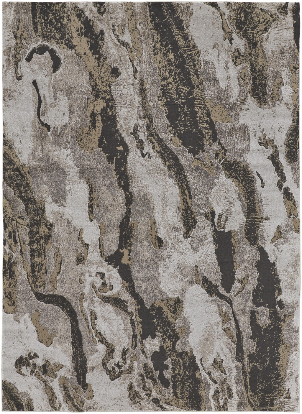 5" X 8" Brown and Ivory Abstract Power Loom Distressed Area Rug