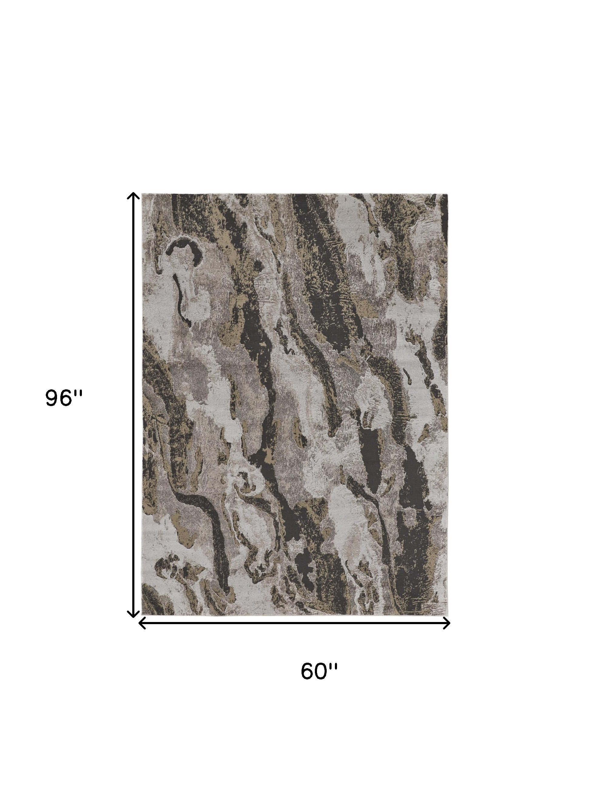 5" X 8" Brown and Ivory Abstract Power Loom Distressed Area Rug