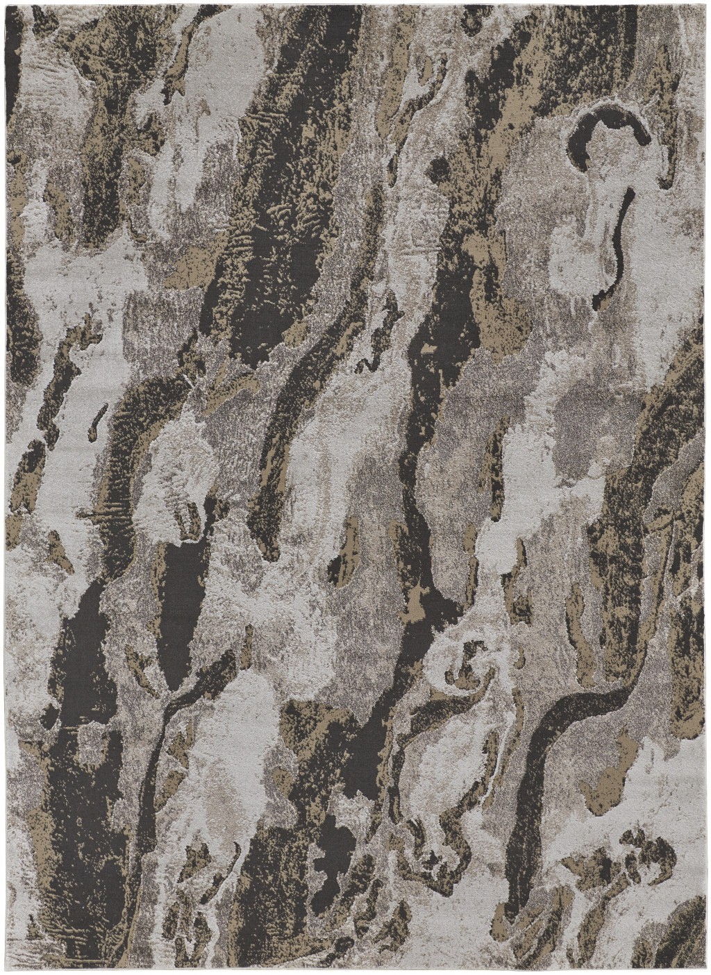 5" X 8" Brown and Ivory Abstract Power Loom Distressed Area Rug