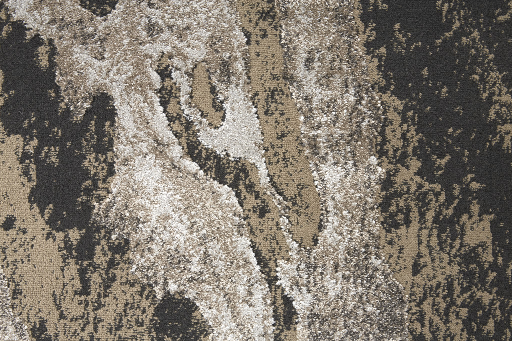 8" Runner Gray and Ivory Abstract Power Loom Runner Rug