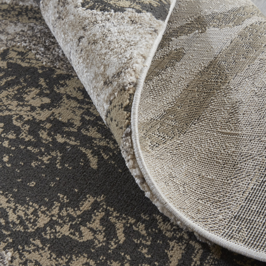 8" Runner Gray and Ivory Abstract Power Loom Runner Rug