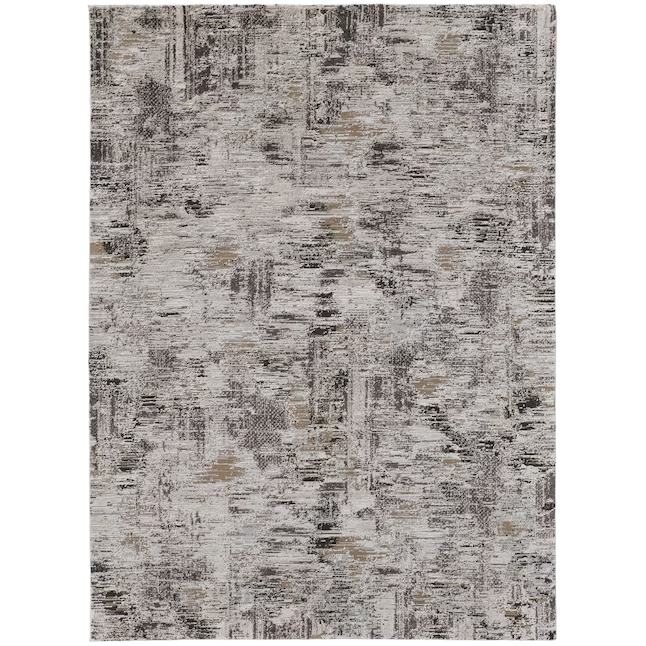 4" X 6" Gray and Ivory Abstract Power Loom Distressed Area Rug