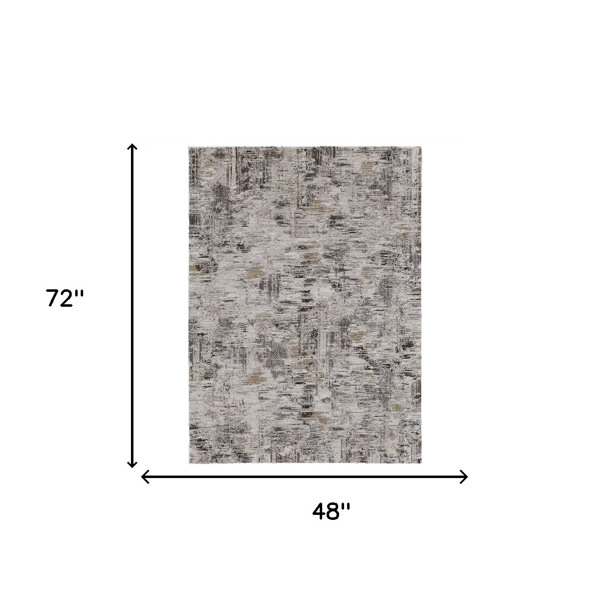 4" X 6" Gray and Ivory Abstract Power Loom Distressed Area Rug